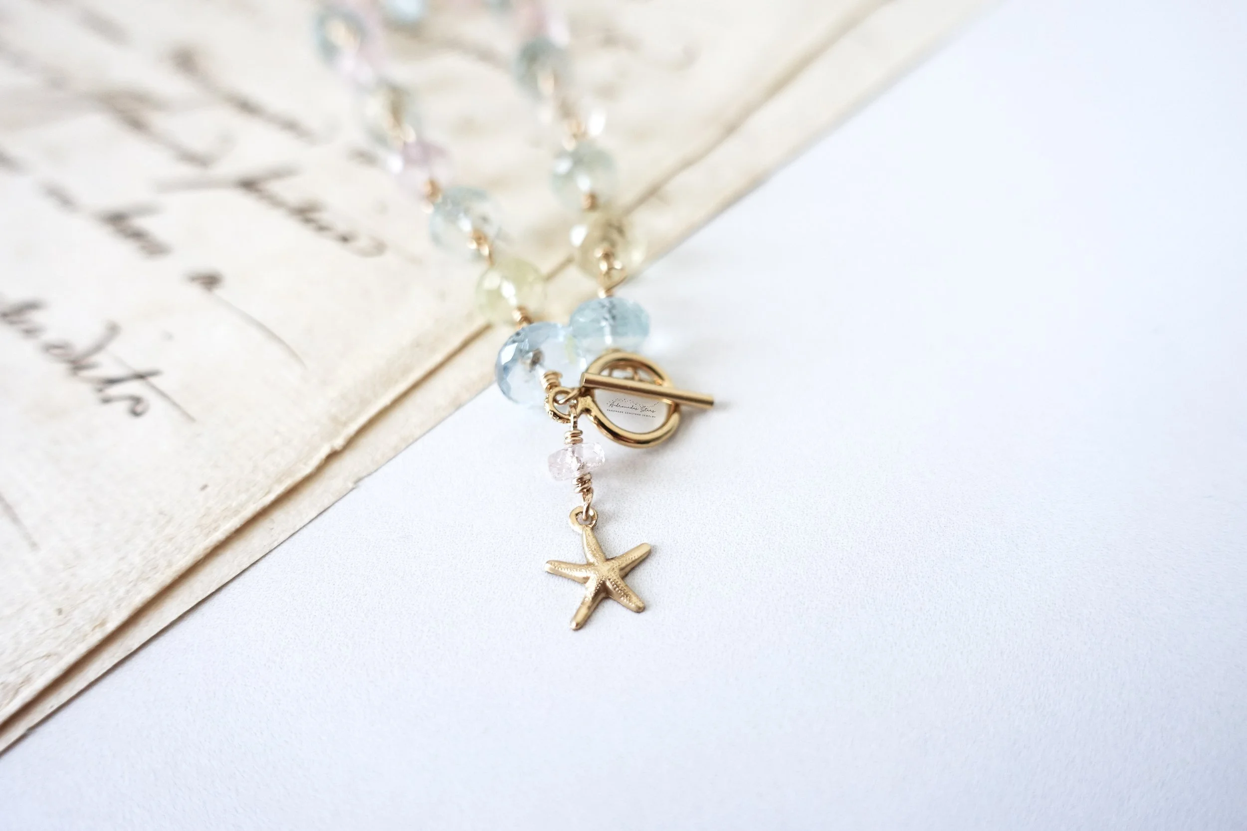 aquamarine morganite bracelet gf starfish toggle close up.jpg