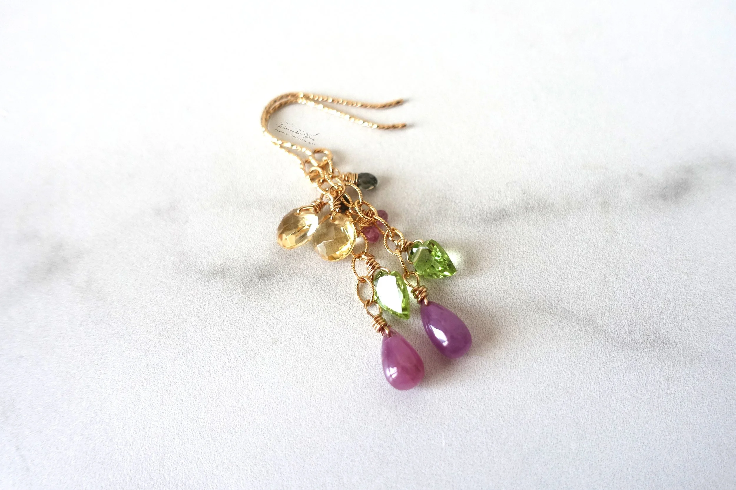 multi gemstone citrine peridot sapphire earrings  birds eye view.jpg