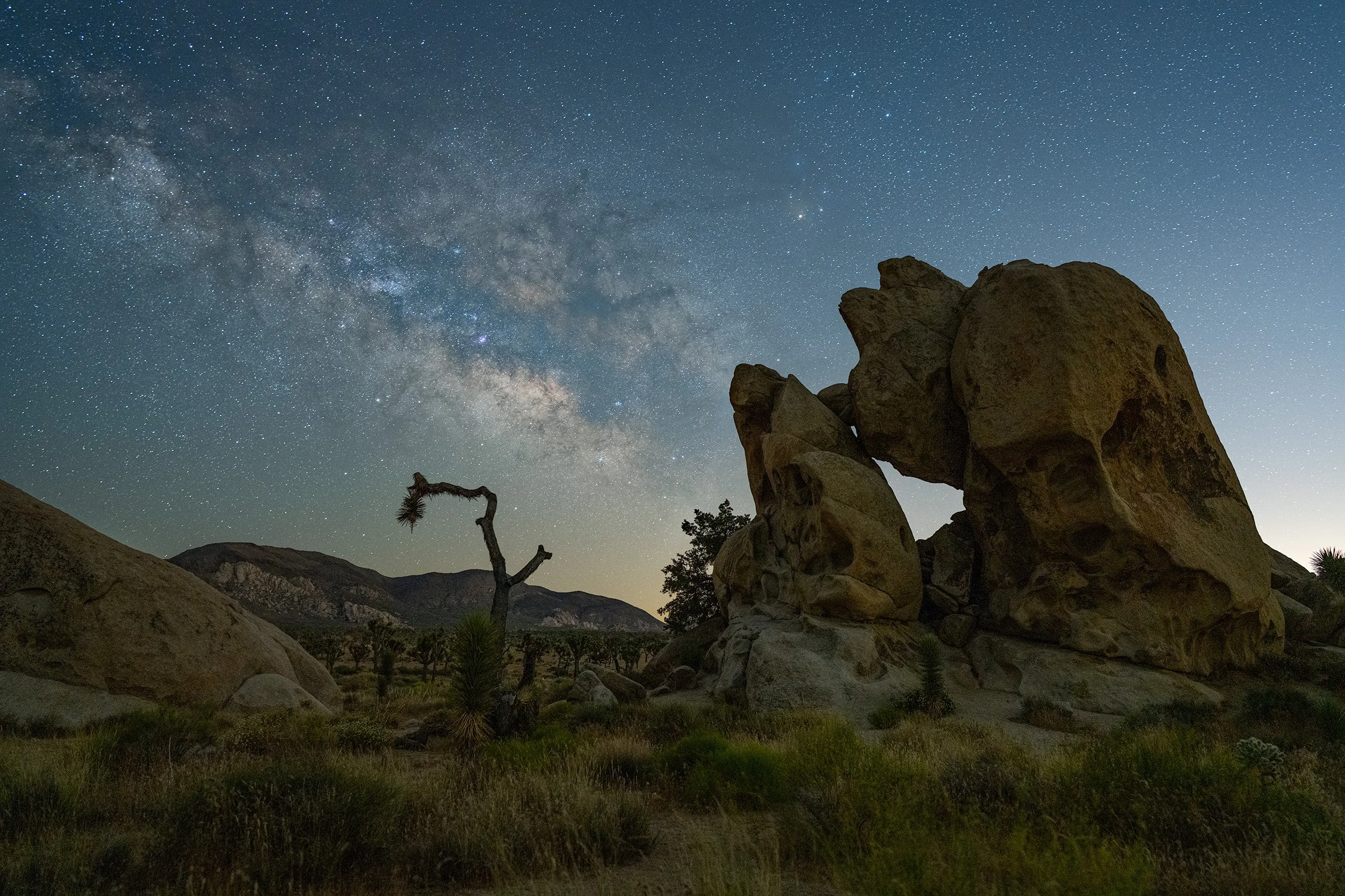 Milky Way core above Hidden Valley at Joshua Tree National Park.