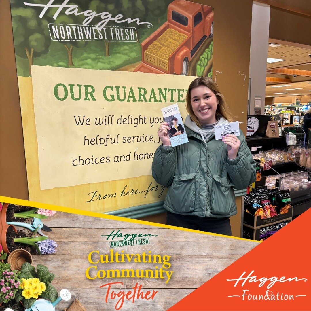We are so grateful to @haggenfood for this opportunity to spotlight Cocoon House and our work supporting young people experiencing homelessness and their families. Shop at the Marysville Haggen now through March 19 to round up at the register! #Hagge
