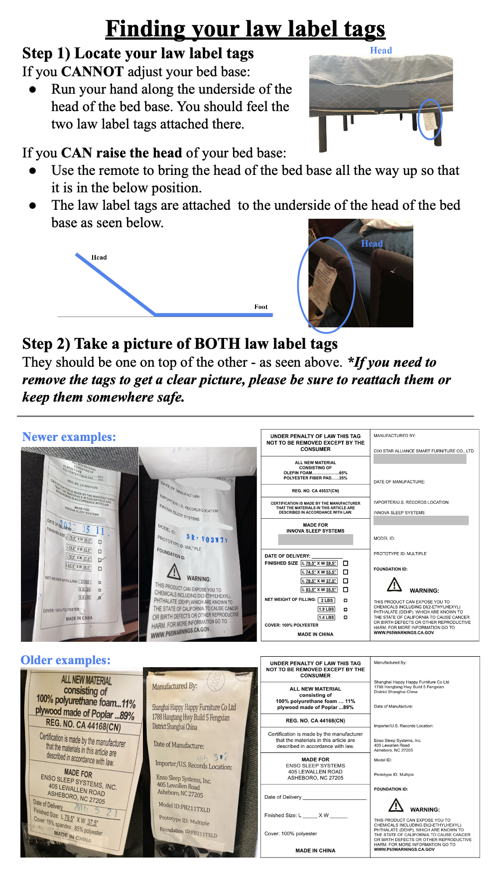 How to locate your law label tags