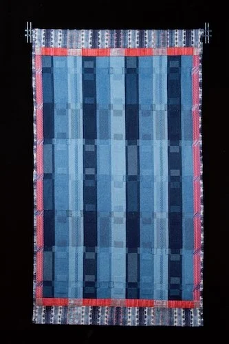 Indigo Dreams #1  
Date: 2010 
Medium: Fiber/mixed media 
Materials: cotton, rayon, linen, wood, paint, fabric 
Techniques: weaving, embroidery, piecework 
Dimensions: H 57” x W 36” 
Photo: Andrew Neuhart