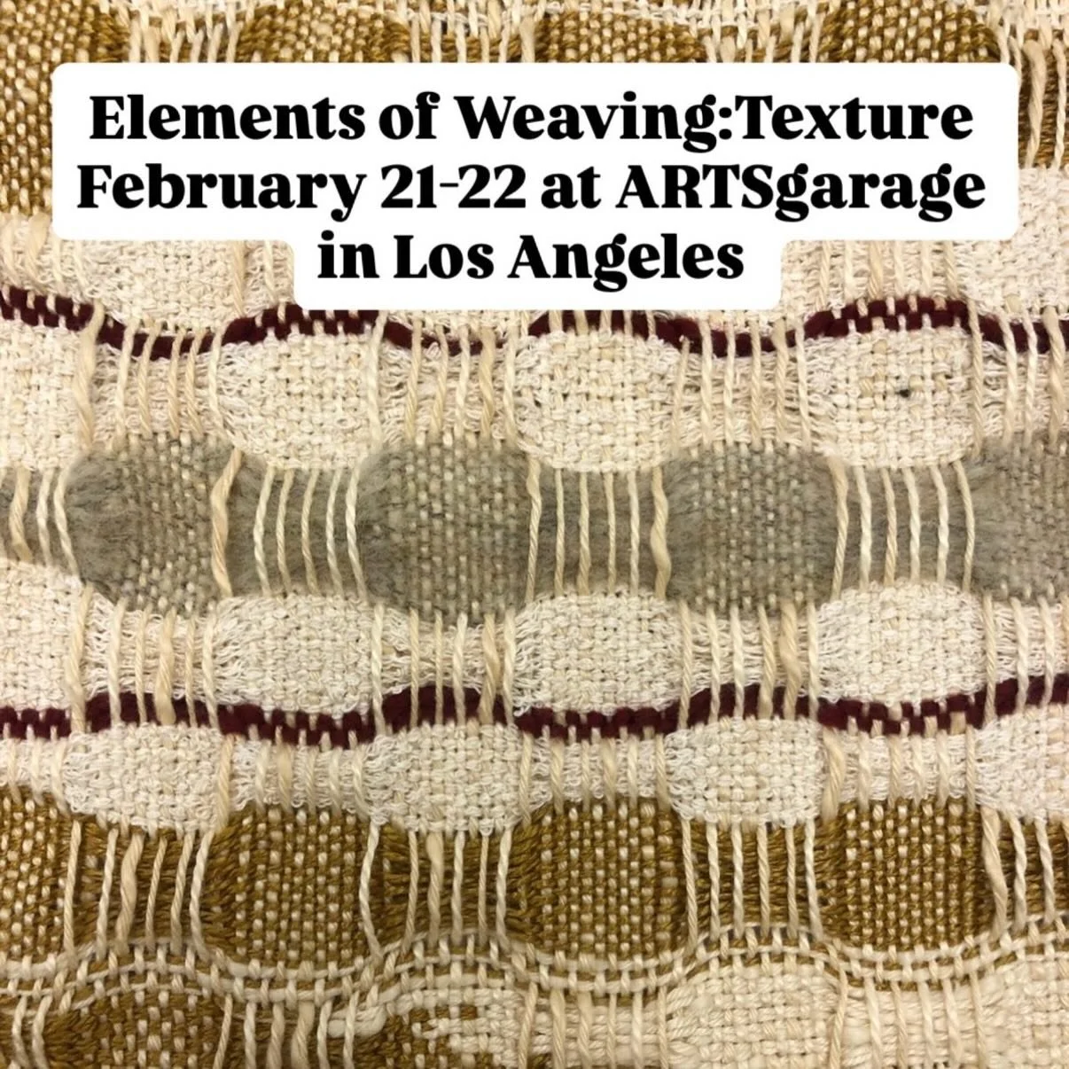 Still some openings in this workshop! Sign up for a deep dive into texture and weaving at my ARTSgarage weaving studio in Los Angeles. Link in bio. Hope to see you there, and spread the word!