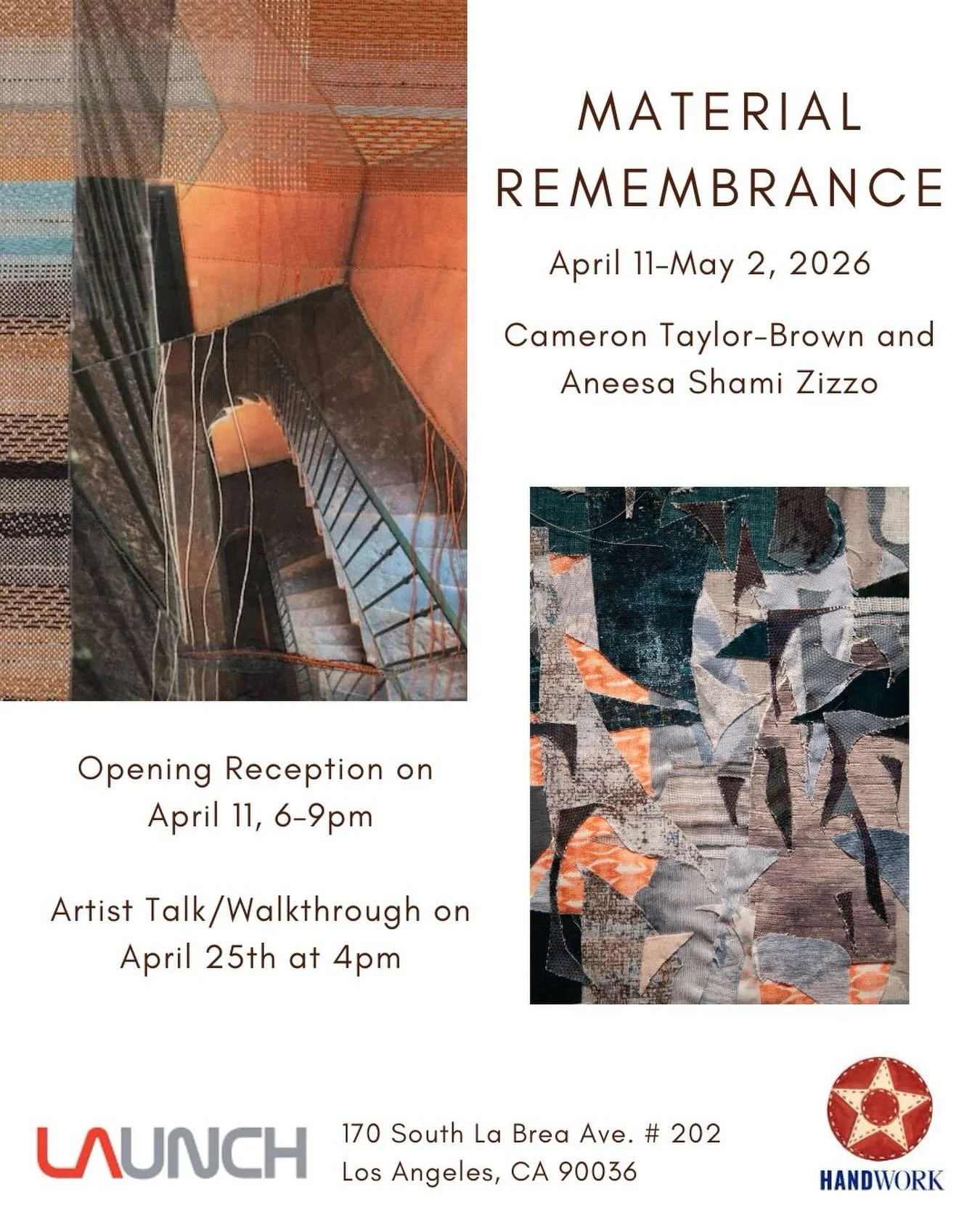 It&rsquo;s finally here!! Install begins on Wednesday for the opening this coming Saturday. I hope to see you there! It will be a great show. @launch_la @aneesashami @handwork2026 #camerontaylorbrown #textileart #fiberart #madeinla #contemporaryart