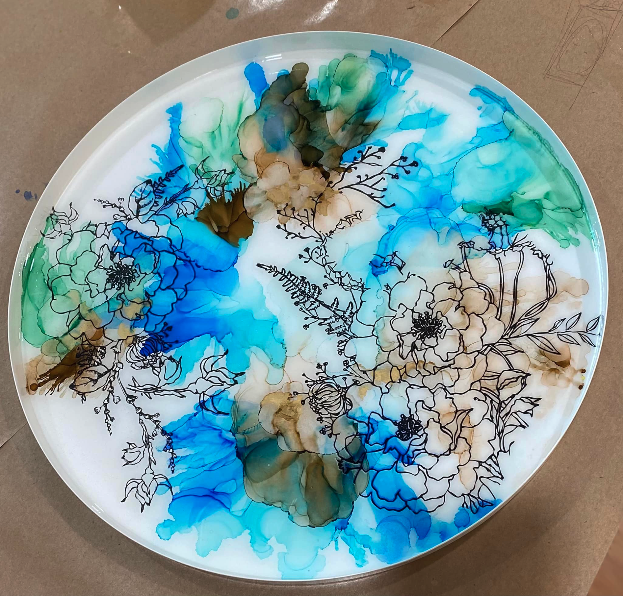 Painted table top made by student