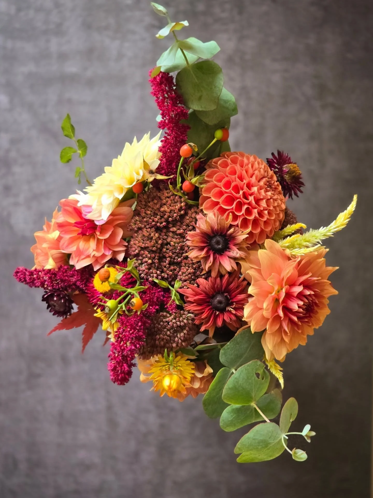 A special request for a beautiful, fall colored engagement bouquet.  Congratulations!
