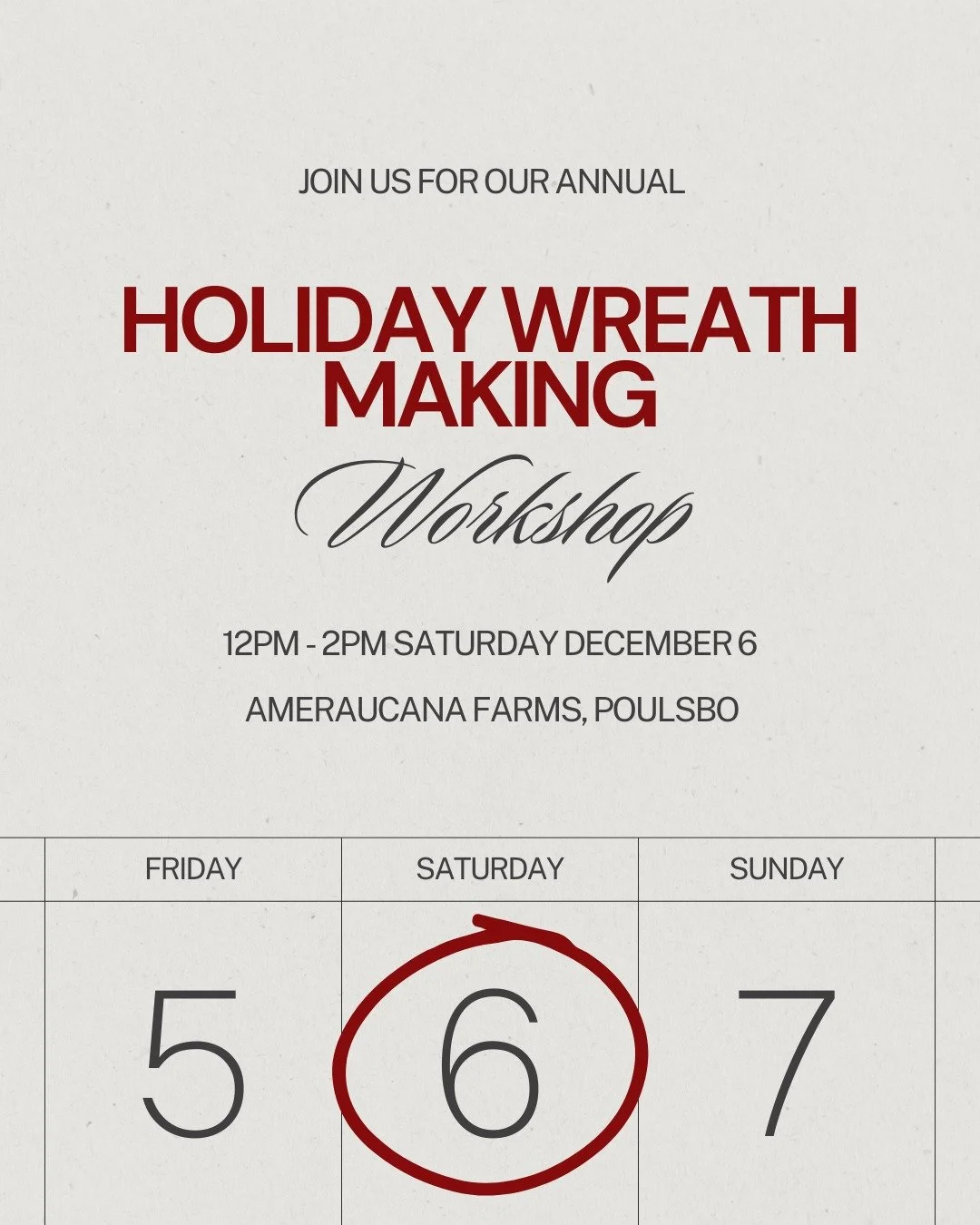 Why I pour my heart into these Holiday Wreath Workshops every year... 

It started 3 years ago, during a holiday season that felt... heavy. Life was busy, disconnected, and the magic had faded. One afternoon on the farm, I went out and gathered armfu