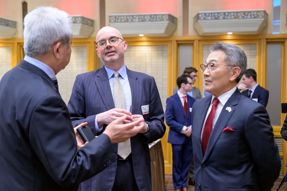  From Left: Jun Sawada, Raymond Greene, and Victor Osumi exchange conversation during the networking portion of the event.  