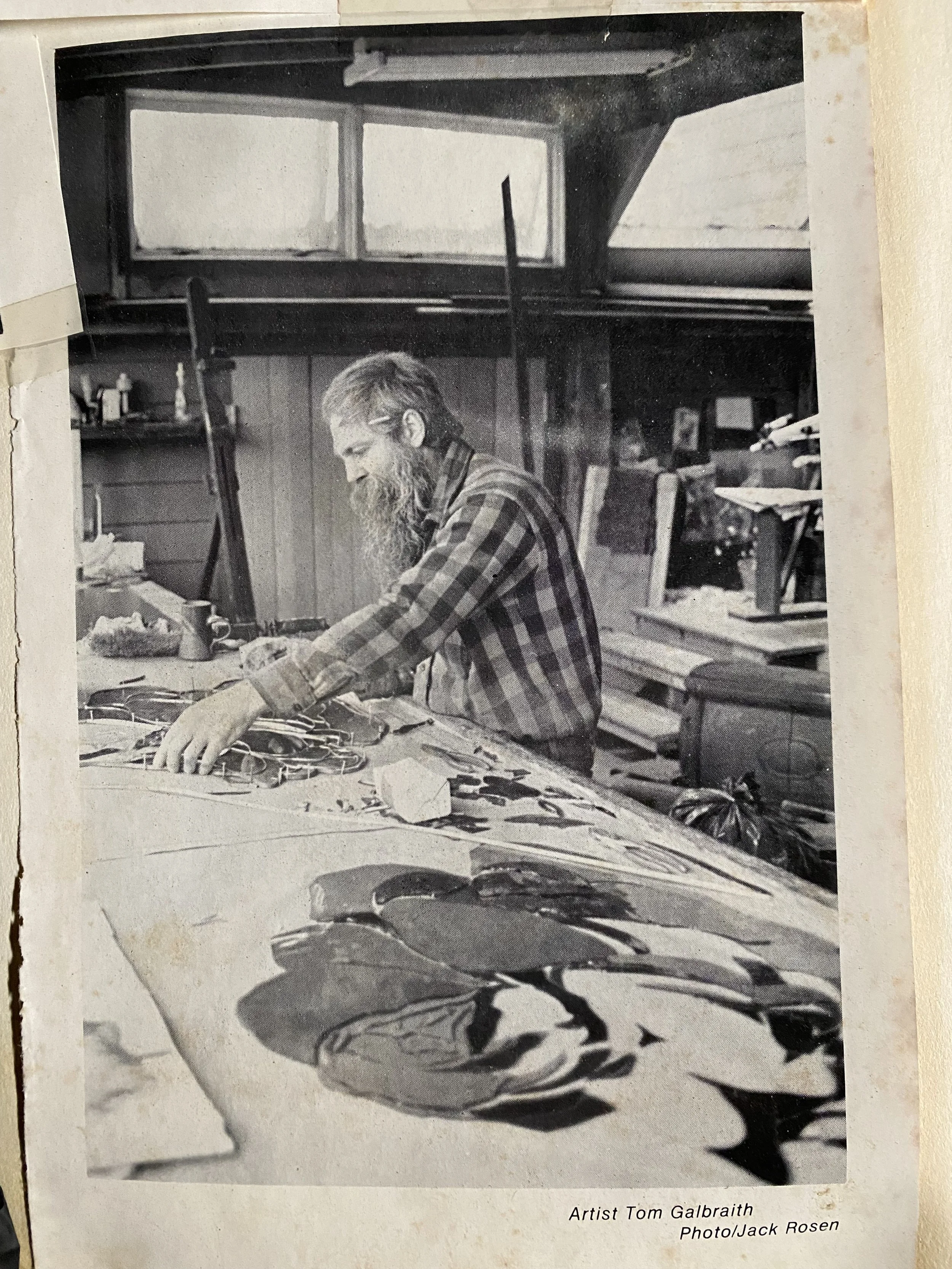 Photo by jack Rosen of Tom Galbraith working in his stained glass studio on an upcoming project.