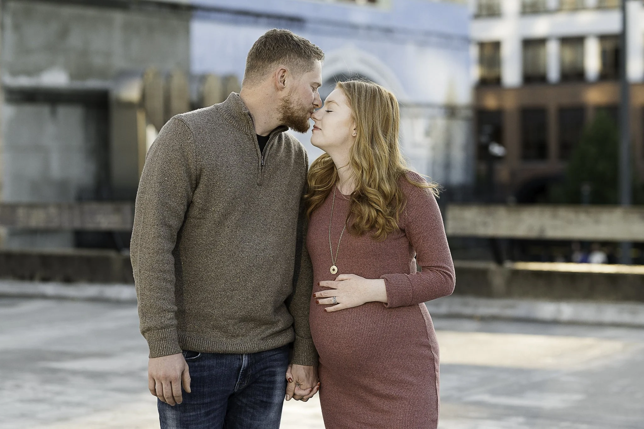 Nason Maternity Golden Hour Session on a Downtown Tacoma Rooftop