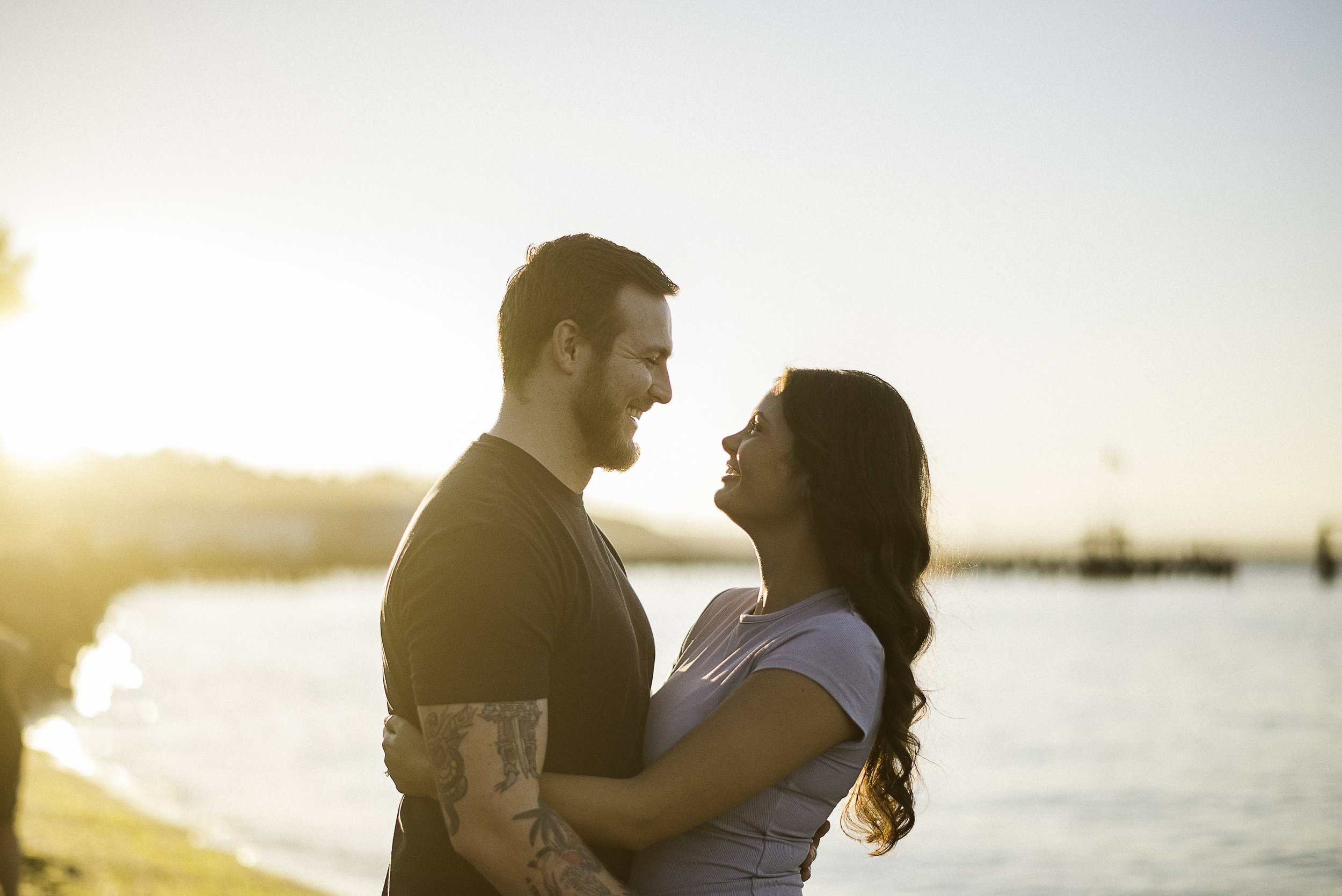 Eash Family Golden Hour Maternity Announcement along Ruston Way