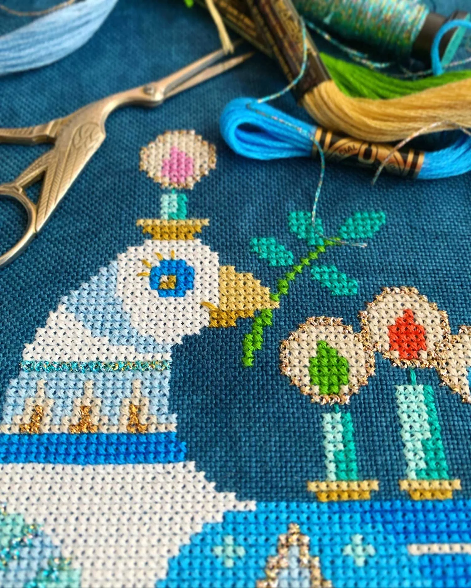 Peace and Light - printed Hanukkah cross stitch chart — Satsuma Street peace-and-light-printed-hanukkah-cross-stitch-chart-satsuma-street