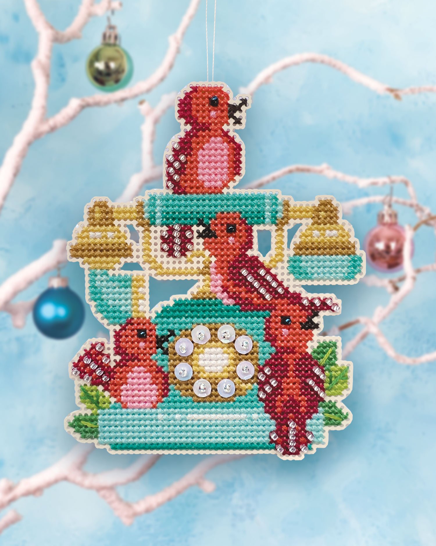French Hen - Satsuma Street cross stitch Christmas ornament — Satsuma Street