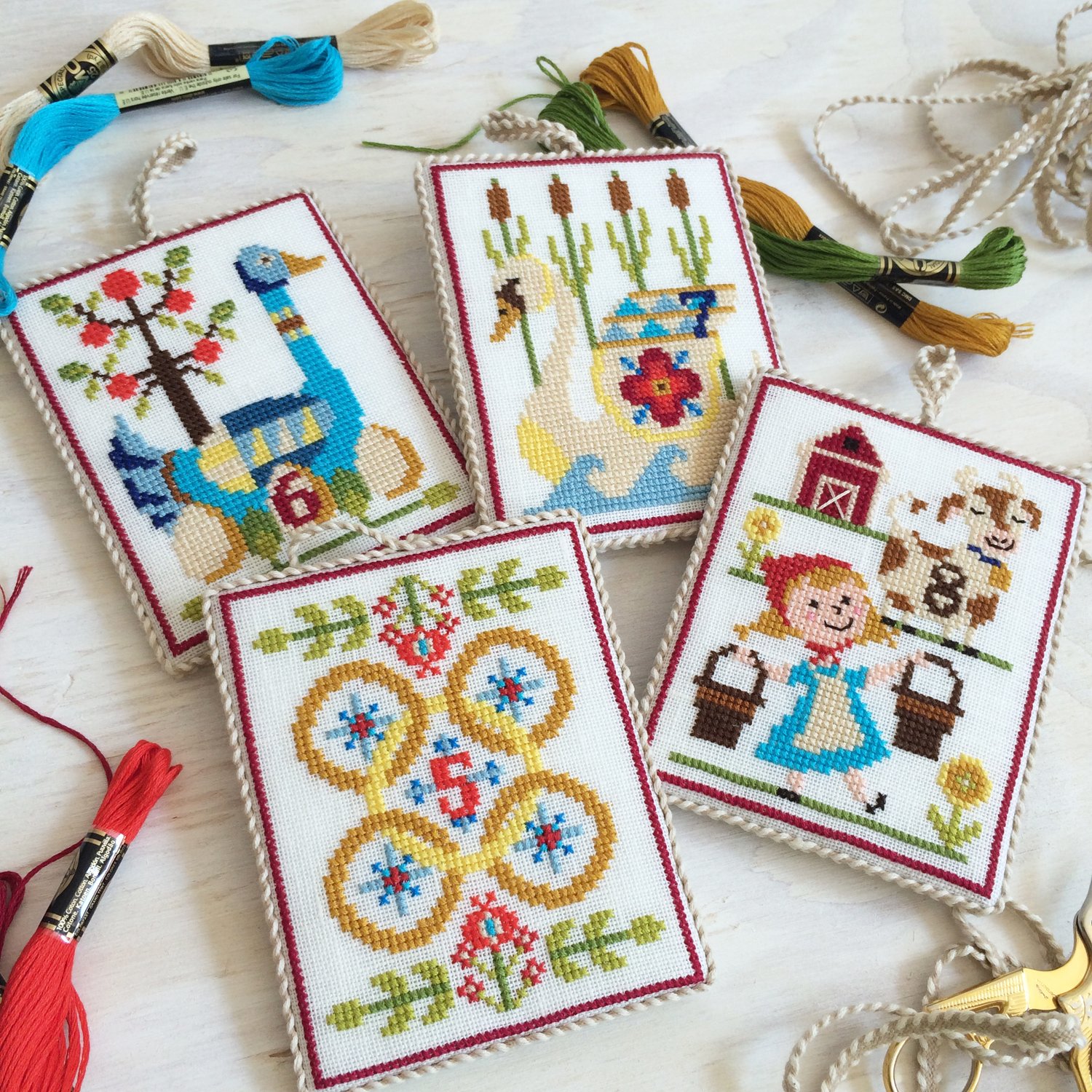 Twelve Days of Christmas Cross Stitch Ornaments Pattern - Stitched Modern