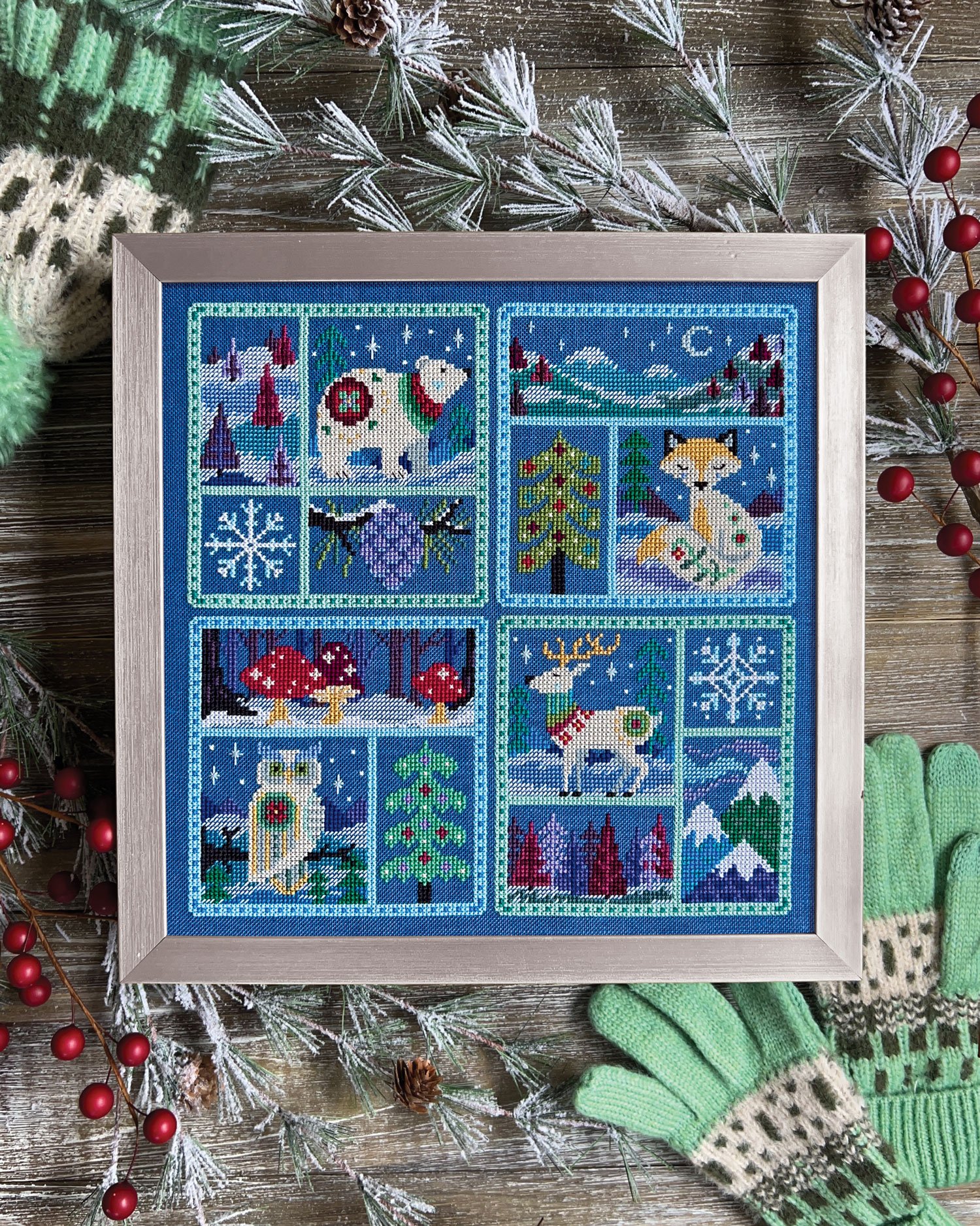 Nutty or Nice Christmas Stocking Cross Stitch Pattern