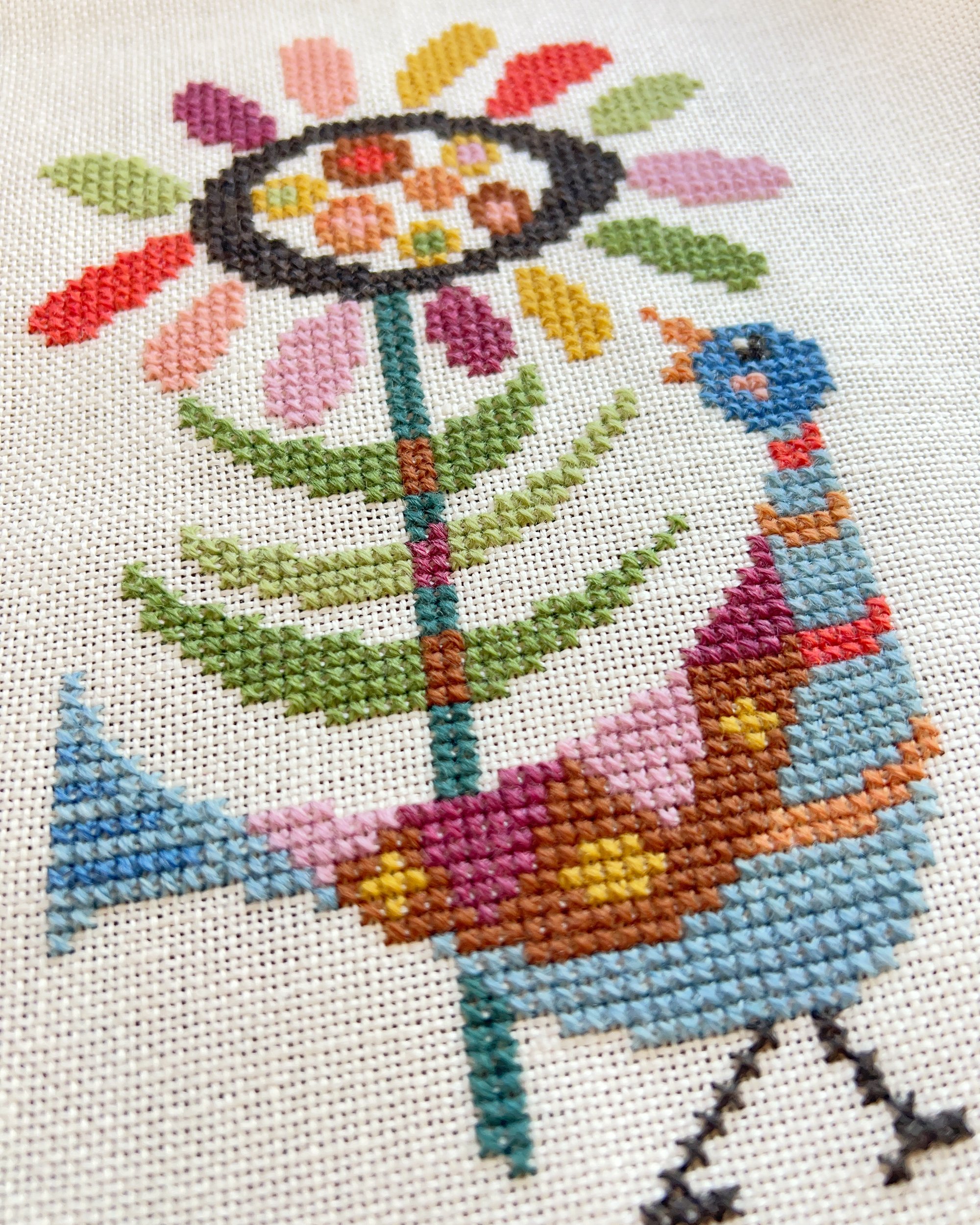 sunnyページ Sunny Side - retro modern cross stitch wall hanging - PDF