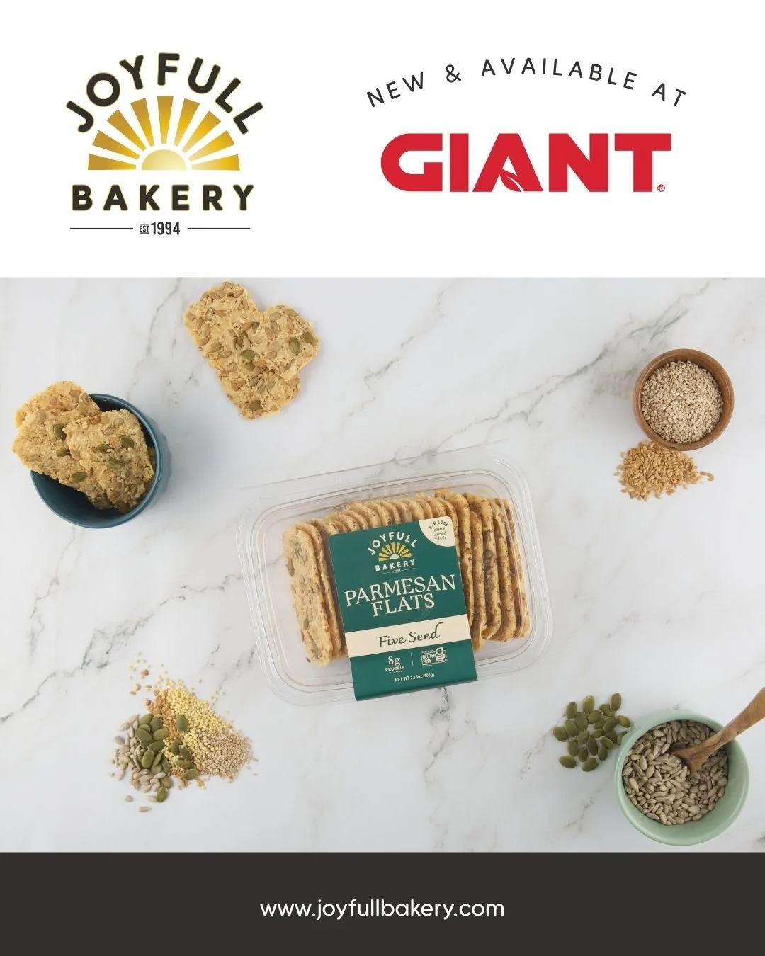 Your charcuterie boards just got an upgrade! 🧀✨
Joyfull Bakery Parmesan Flats are now NEW at GIANT — crisp, flavorful, and made with simple ingredients you can feel good about.
✔️ Five Seed Parmesan Flats
✔️ Garlic & Herb Parmesan Flats