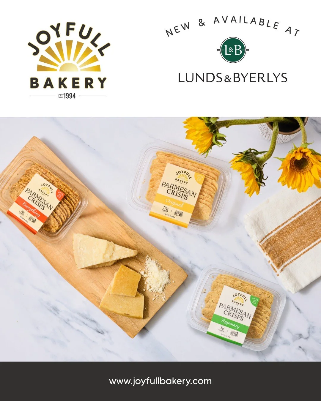 Minnesota, meet your new favorite snack 🧀✨
Joyfull Bakery Parmesan Crisps are now available at Lunds &amp; Byerlys!

✔️ Original Parmesan Crisps
✔️ Everything Parmesan Crisps
✔️ Rosemary Parmesan Crisps

📍 Find them in the deli or specialty snack a