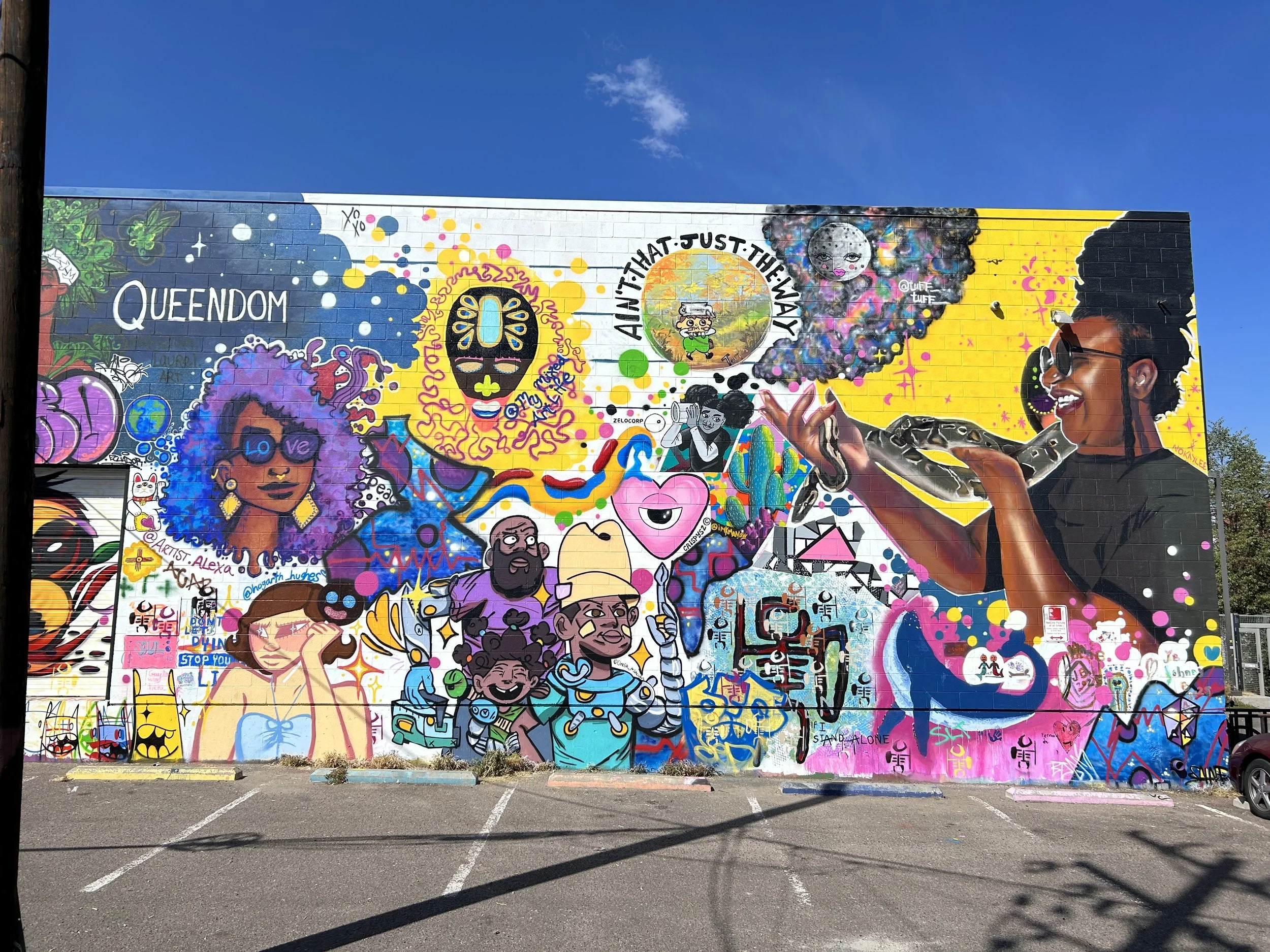 "Yazz and Ramen" Portrait, Community Mural Kinship Arts Movement, 2025. Denver, CO