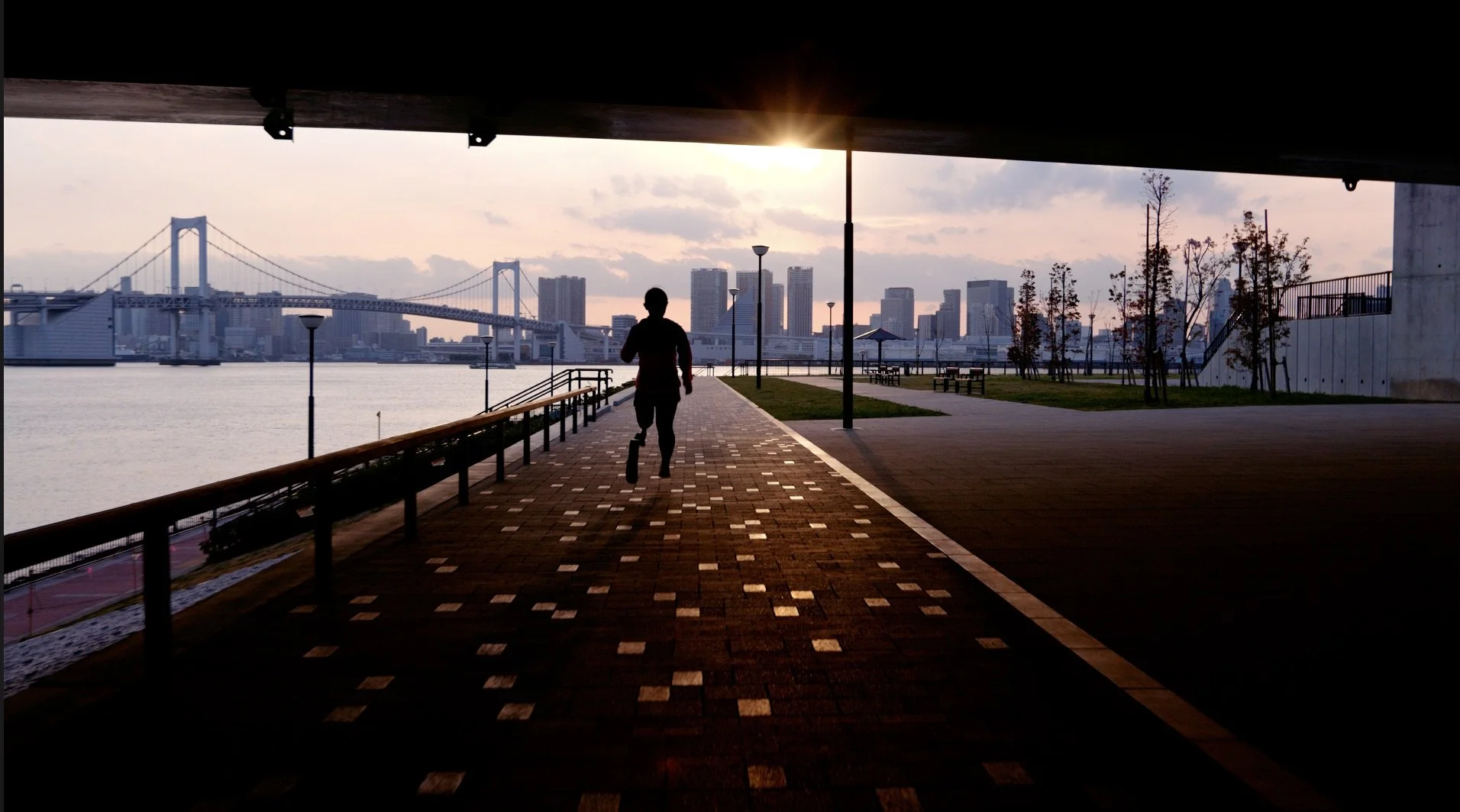 Filming in Japan tokyo Para Olympic runner