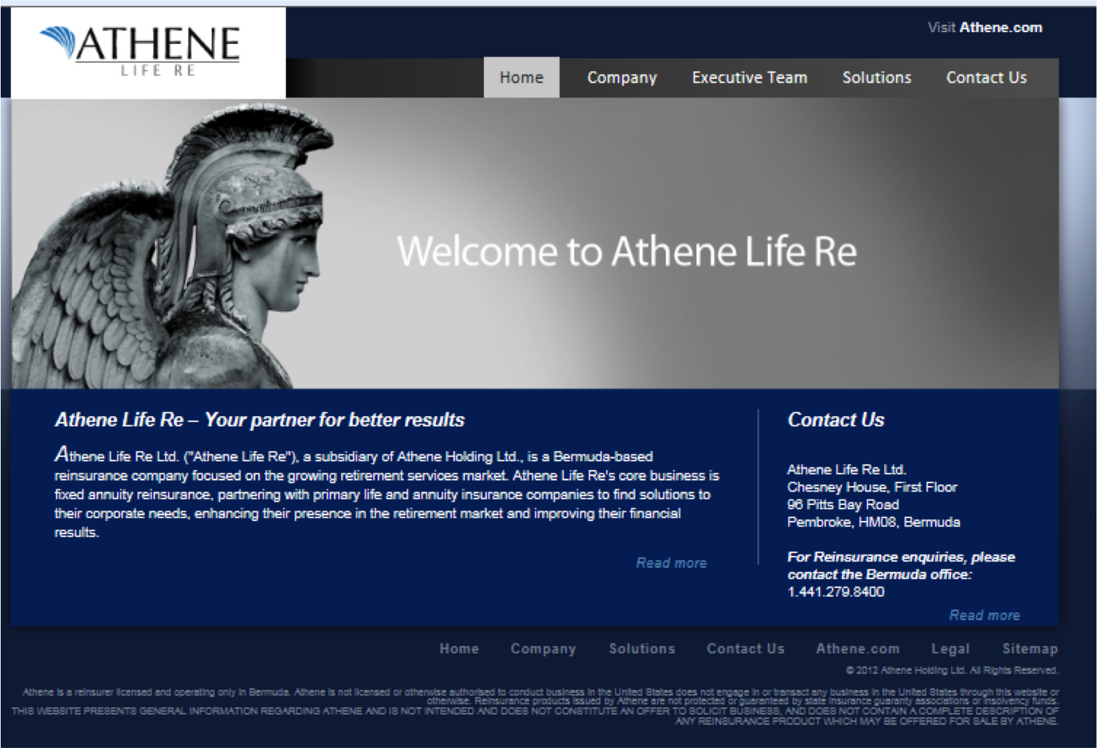 Athene Life Re website, 2015