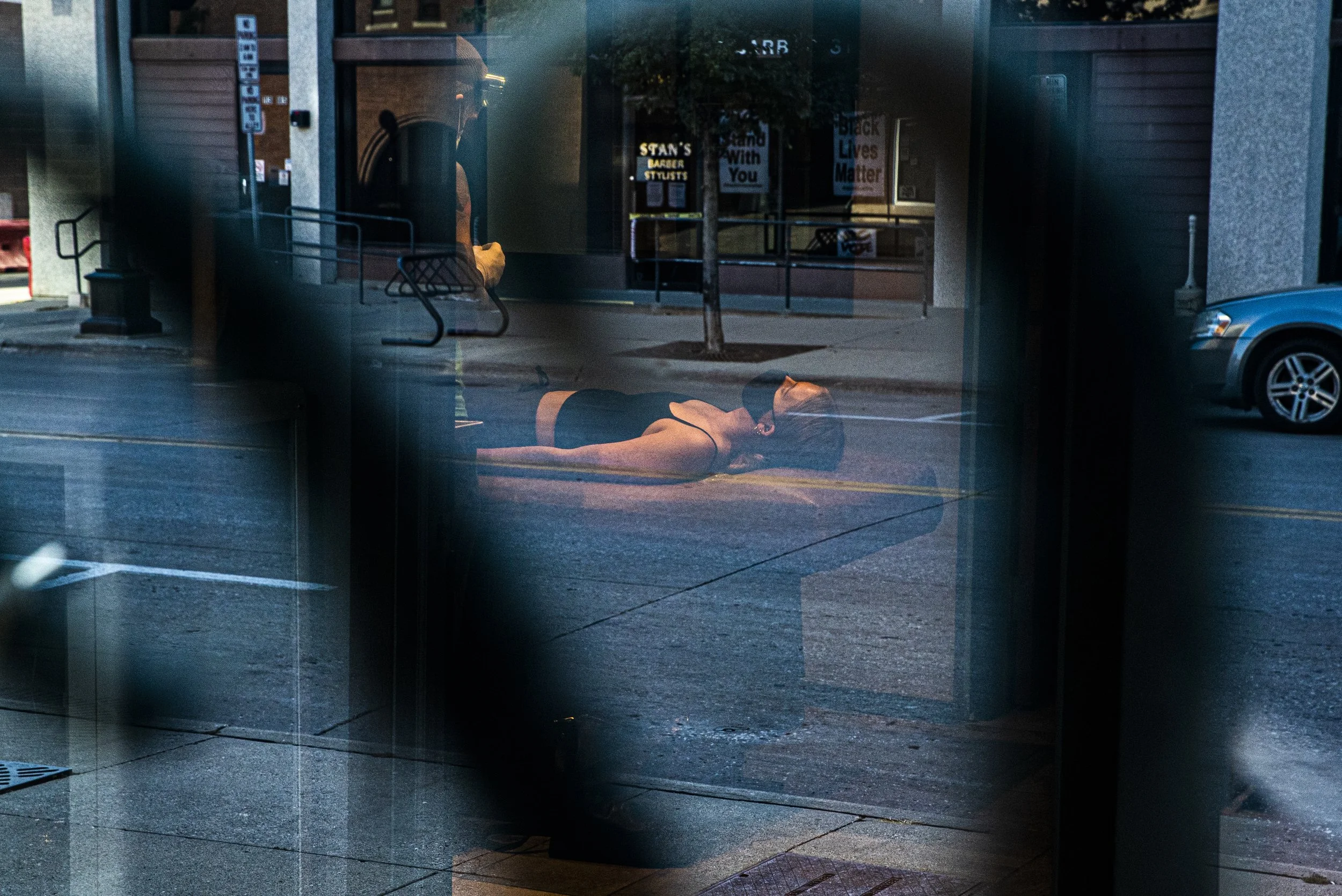  University of Iowa junior Stella Lindaman sits down in the operating table in Release Body Modification in downtown Iowa City on Wednesday, September 2nd, 2020. She made an appointment to have the color of her septum piercing changed. (Tate Hildyard