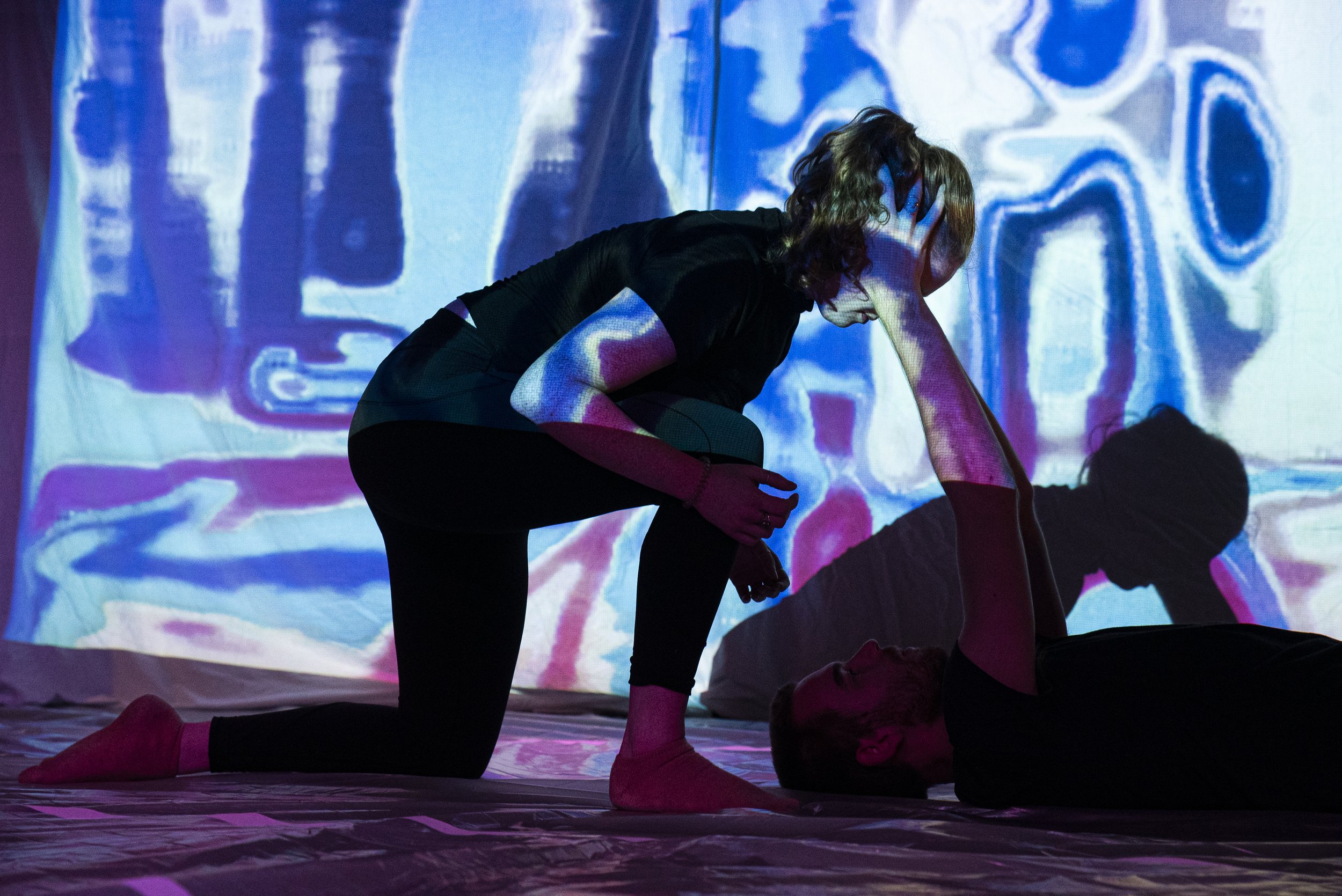  Carrier Waves performs at Gabes in downtown Iowa City on Saturday, November 2nd, 2019. Carrier Waves is a dance piece paired with video projection as part of the annual arts festival, Witching Hour. (Tate Hildyard/The Daily Iowan) 