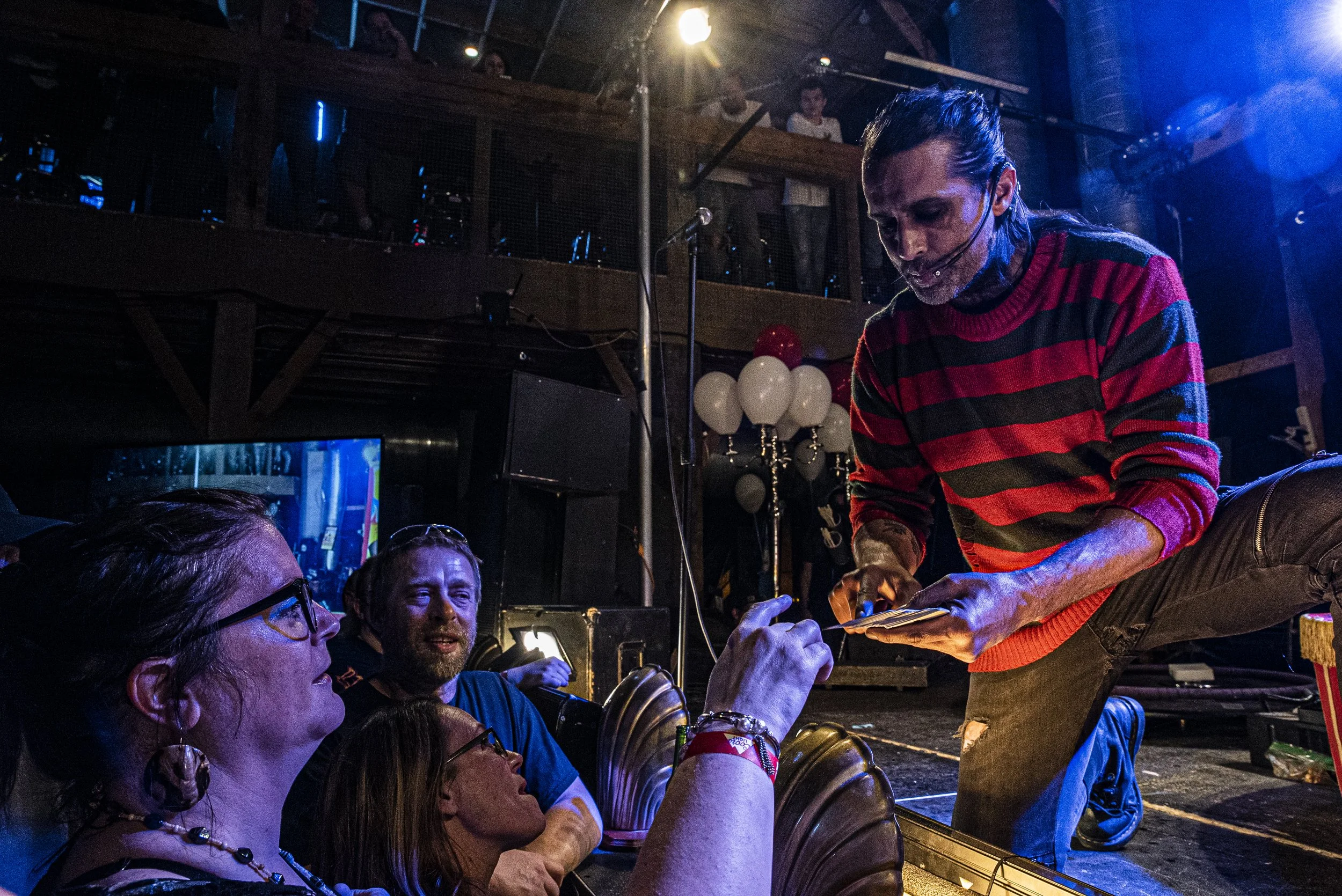  Cedar Rapids resident Bridget Brave volunteers to participate in a performance with AGT Chamipon Archer Ben Blaque as part of Hellzapoppin Circus Sideshow Revue at Wildwood Saloon on Saturday, April 3rd, 2021. Hellzapoppin is a touring act harkening