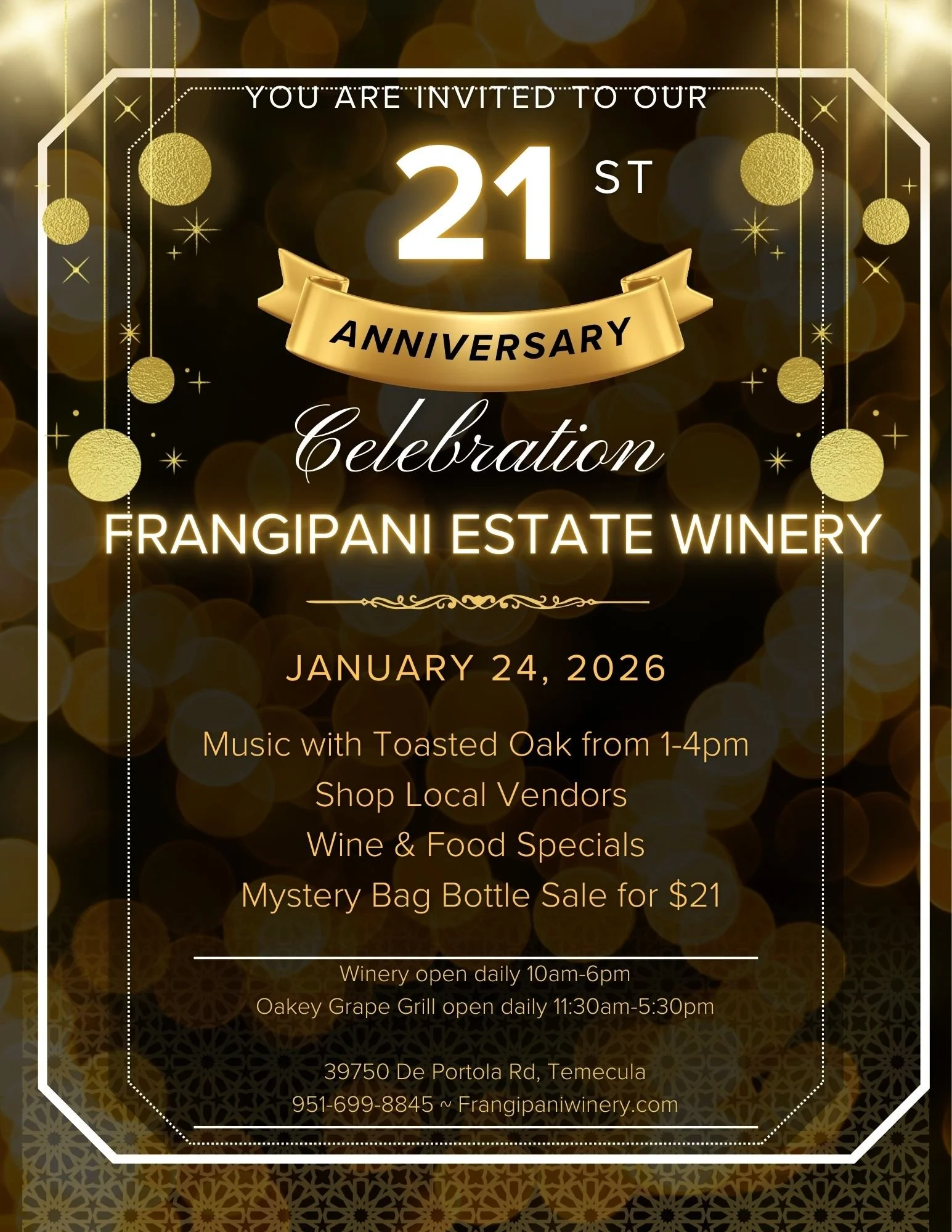 Frangipani Winery 21st Anniversary