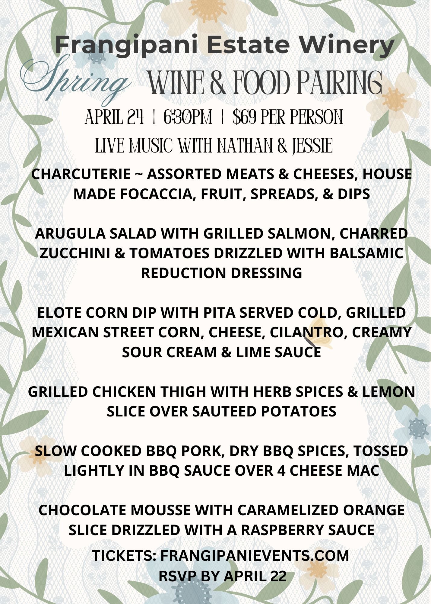 Spring Wine & Food Pairing Dinner
