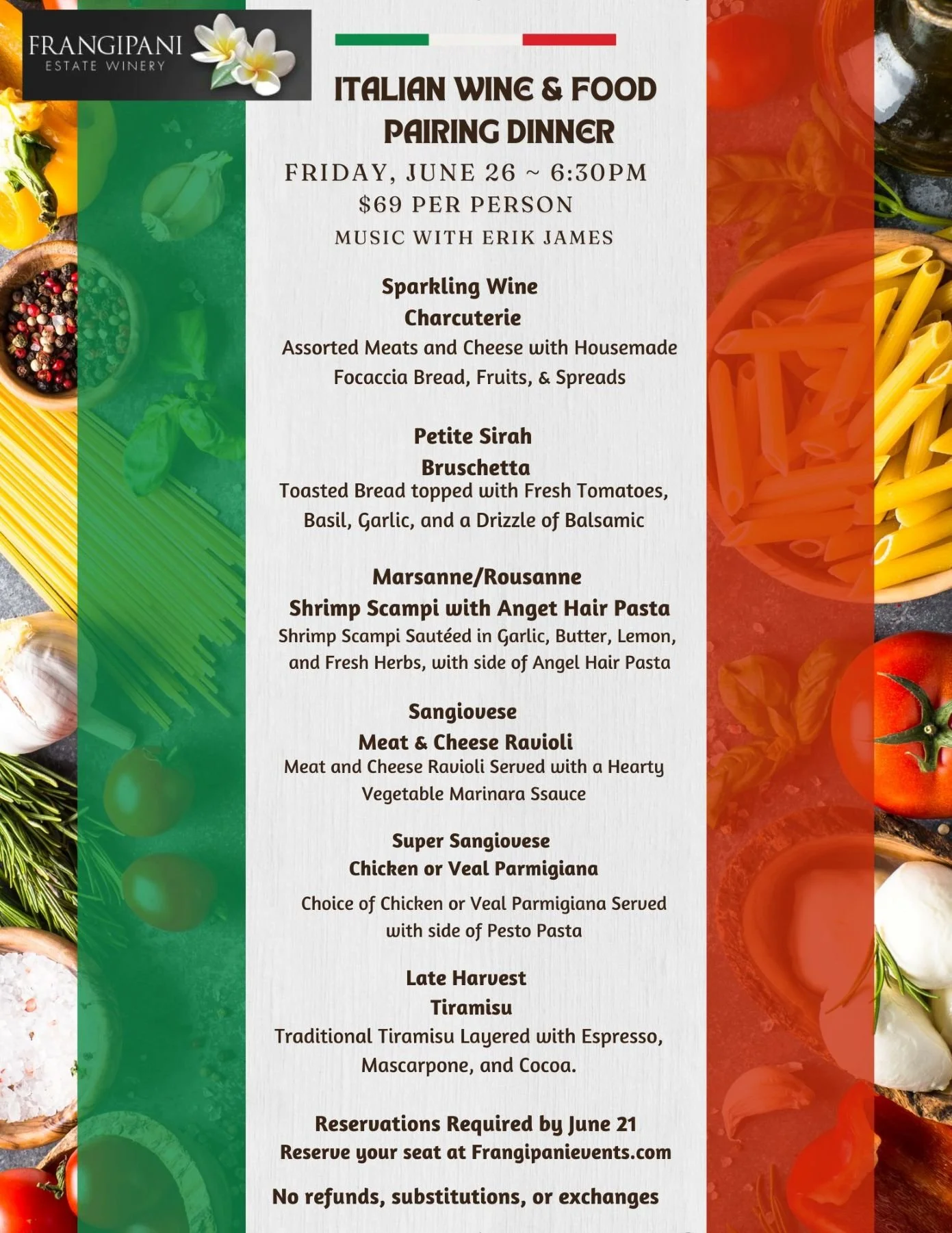 June Italian Wine & Food Pairing Dinner