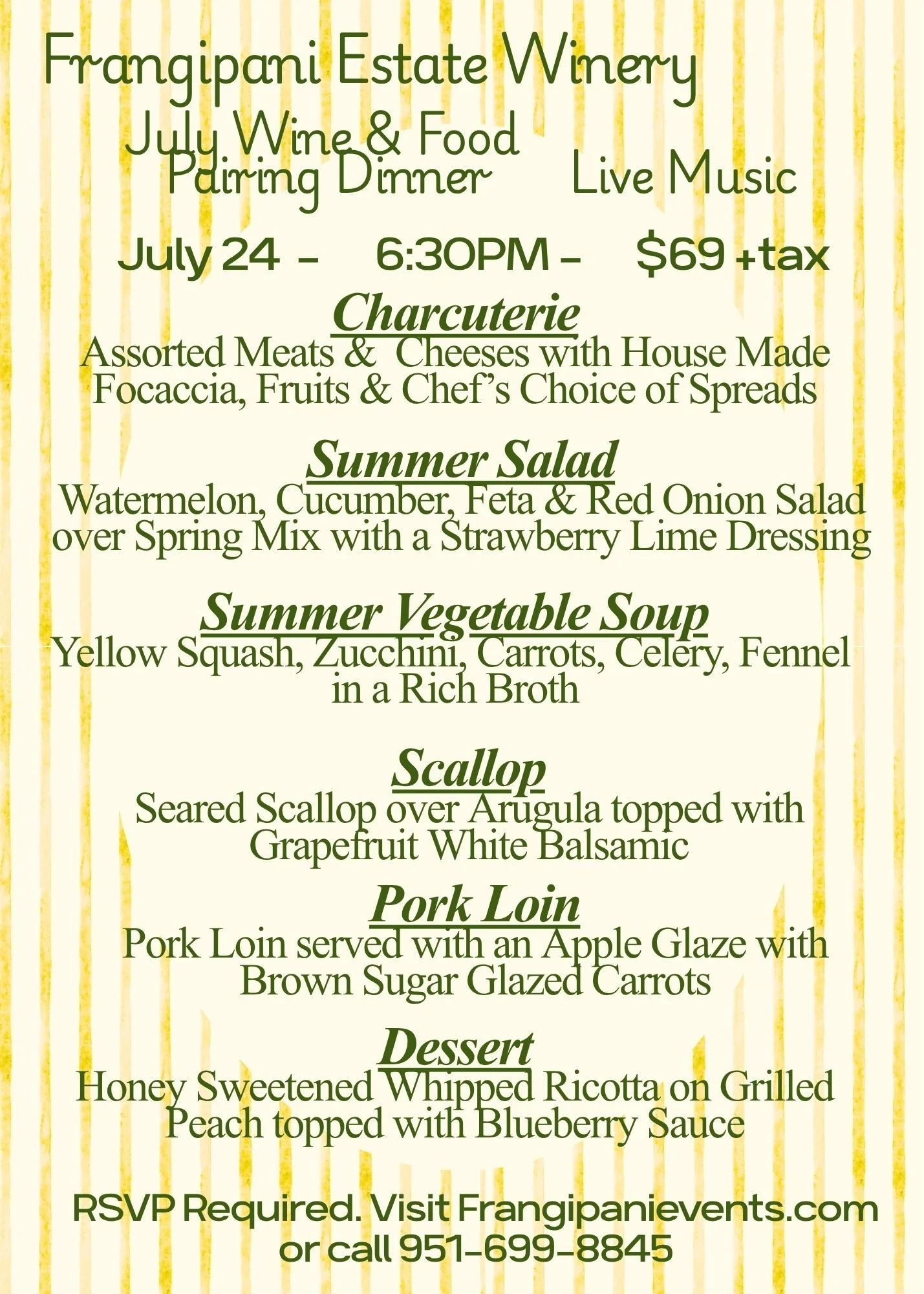 July Summer Wine &amp; Food Pairing Dinner 