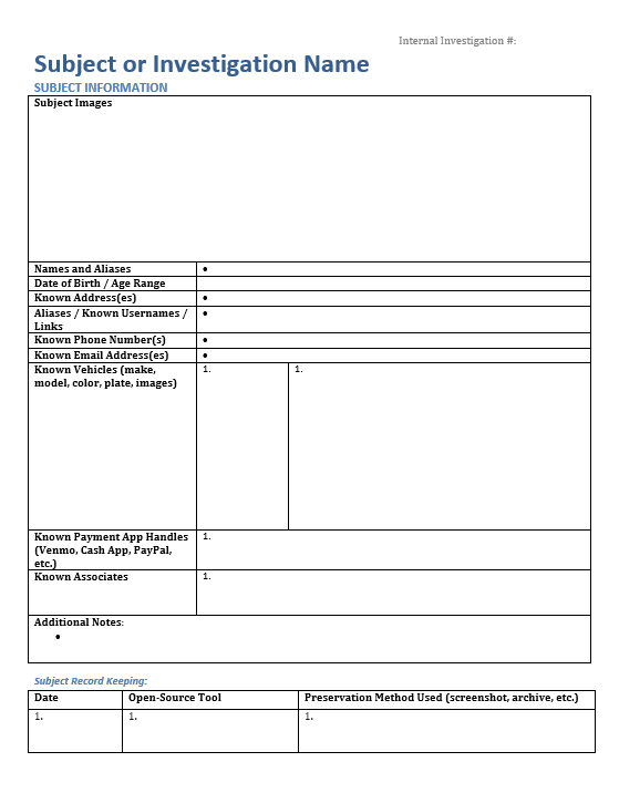 Investigator List Example Investigative Tools | Enhance Investigations Today — MAORCA