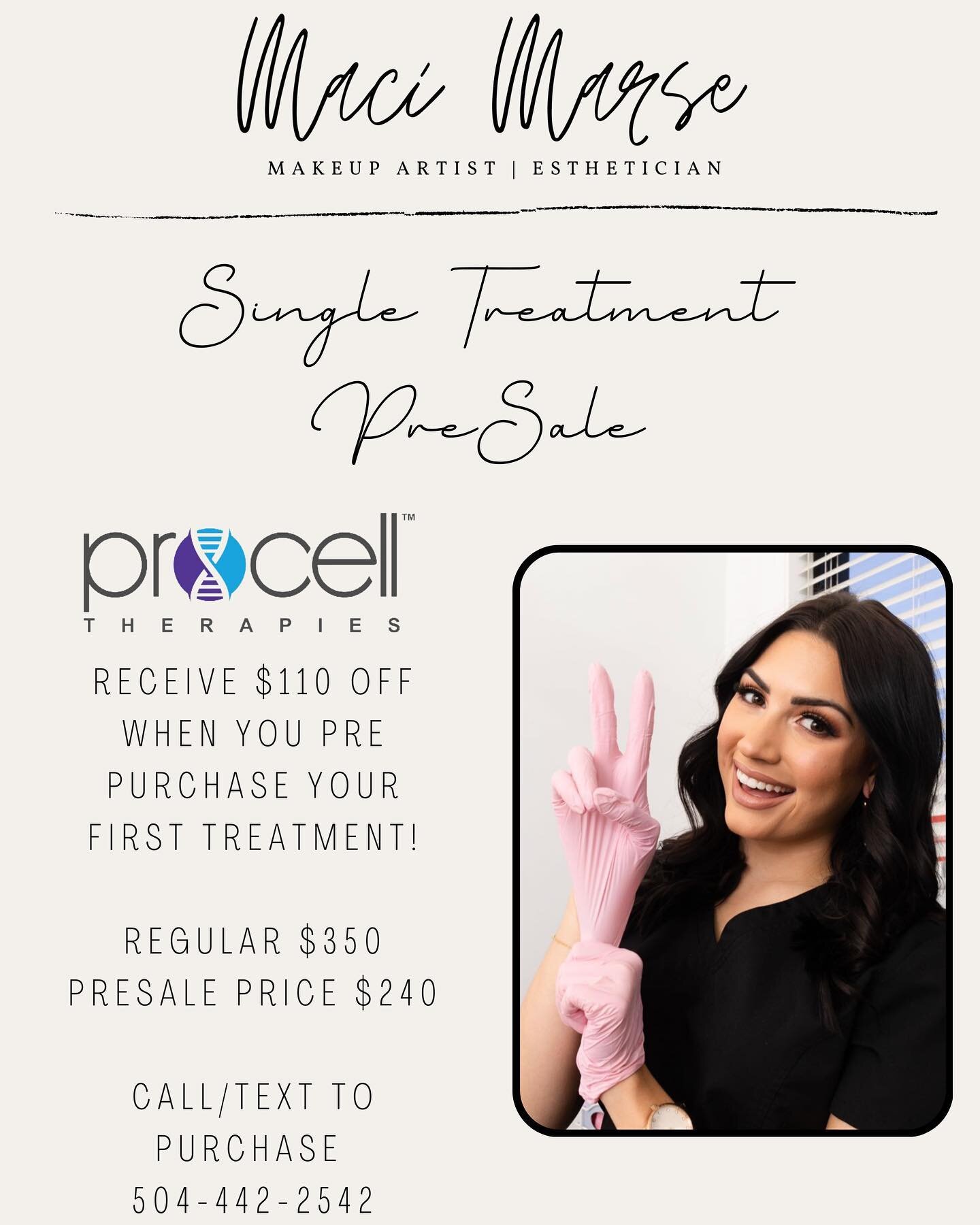 @procelltherapies $110 OFF PRE SALE

Regular $350
Pre Sale $240

includes a Double Cleanse, Dermaplaning, numbing &amp; Microchanneling, and a Hydrating Calming Mask

Swipe to read more about Microchanneling and see some Before &amp; Afters

Call/tex