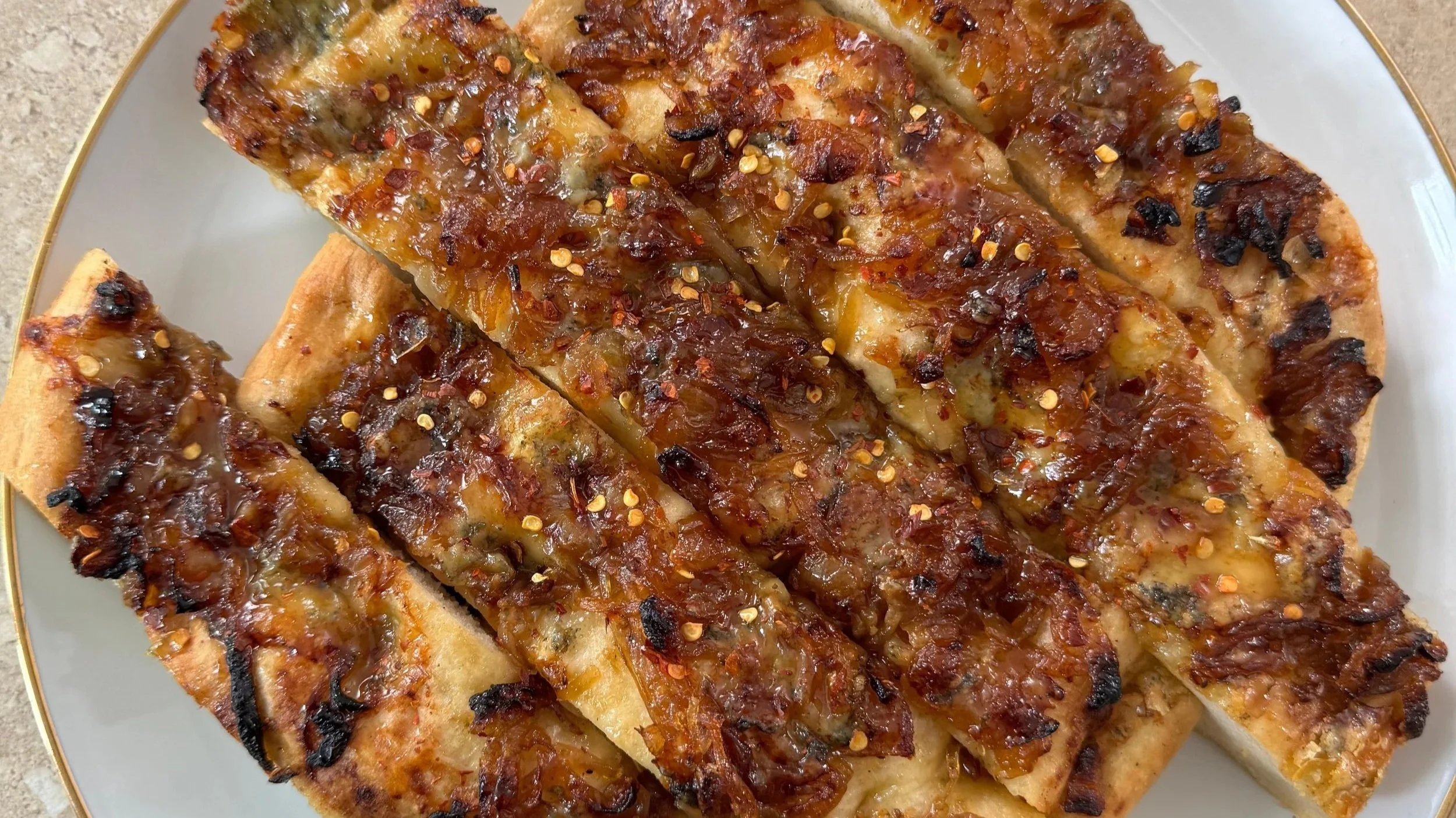 Caramelised Onion, Blue Cheese & Honey Focaccia