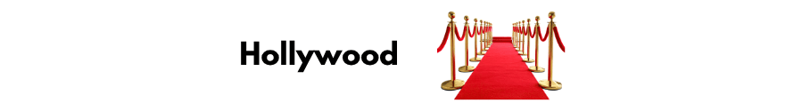 Title "Hollywood" and a small graphic of a red carpet