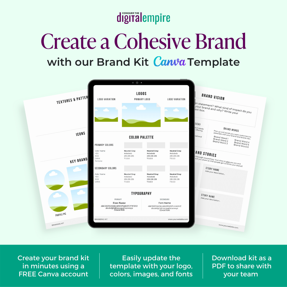 Buy Our Easy To Customize Brand Kit Canva Template — Conquer the Digital  Empire