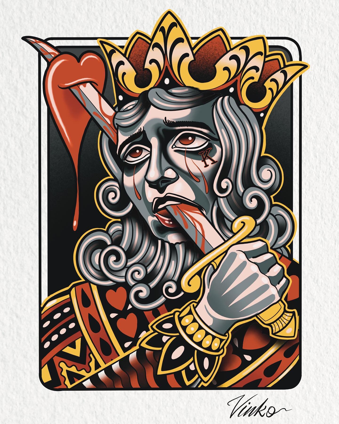 King of Hearts A.K.A The suicide King.
Bookings - Vinkodesign.com
V
K
O
#procreate #digitalart #suicideking #playingcards #adelaide #adelaideart #adelaideartist #adelaidetattooartist #adelaidetattoos