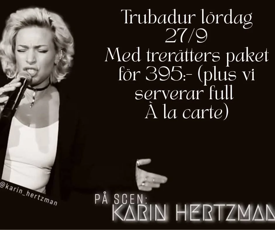 ✨ Sista helgen innan vi ses till julborden 
Fredag har vi &ouml;ppet fr&aring;n kl. 17.00.
L&ouml;rdag &ndash; v&aring;r sista dag f&ouml;r s&auml;songen &ndash; bjuder vi p&aring; extra st&auml;mning!
Trubadur har vi denna kv&auml;ll och spelar unde