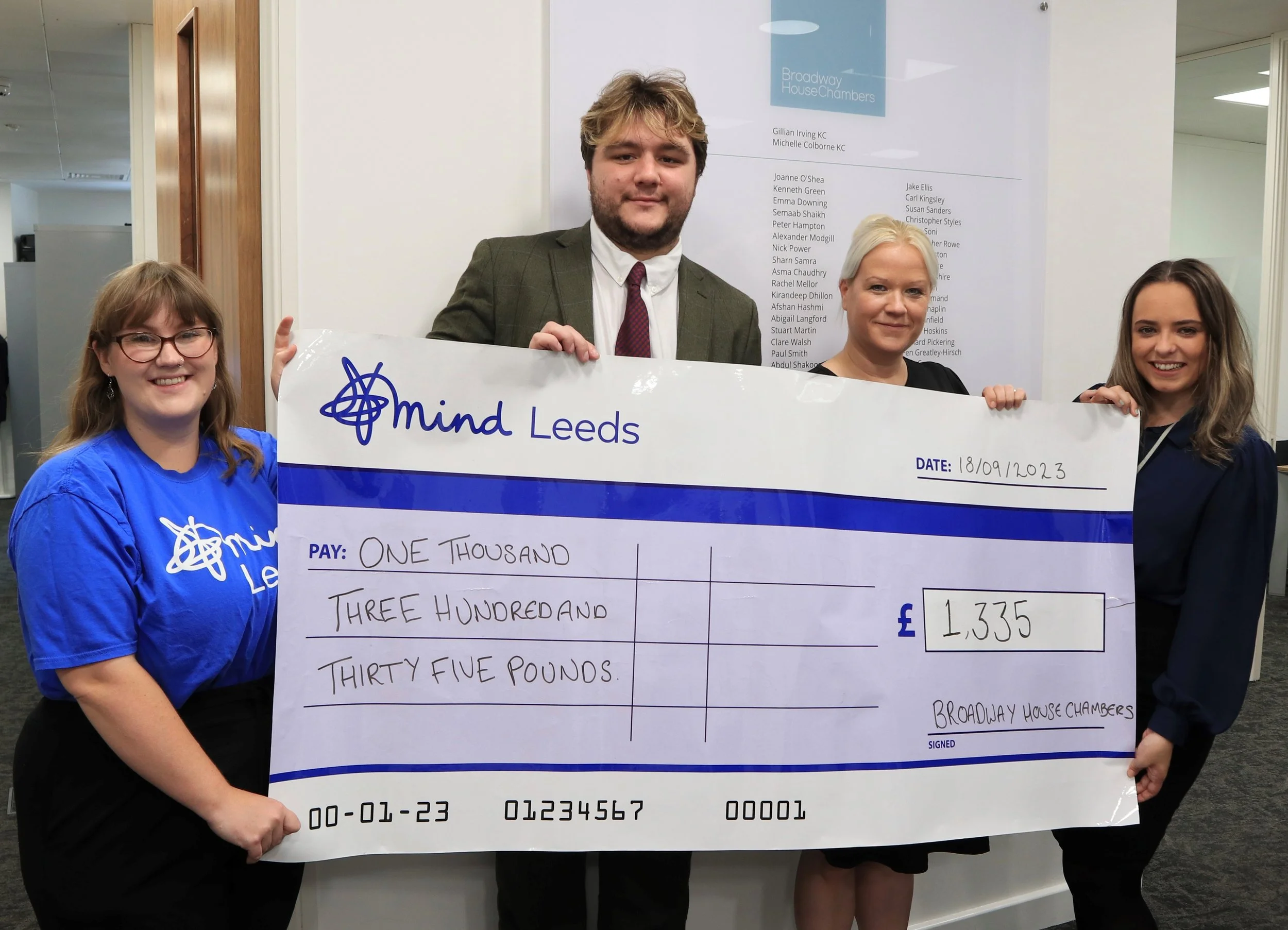 Broadway House Chambers Staff Raise £1,335 for Leeds, Mind