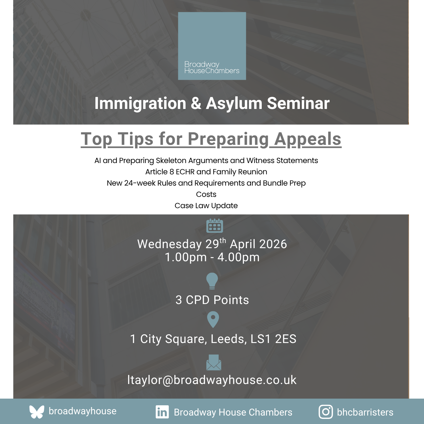 Immigration & Asylum Seminar: Top Tips for Preparing Appeals