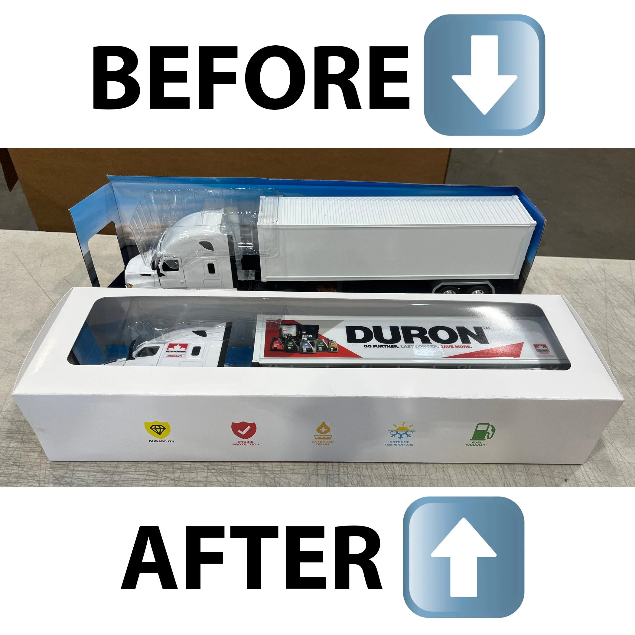 In addition to our standard campaigns, we also offer untraditional kitting activities, like the one featured here 👀 

The client provided the retail model trucks and stickers, and we removed the truck from the packaging, applied branded stickers, an