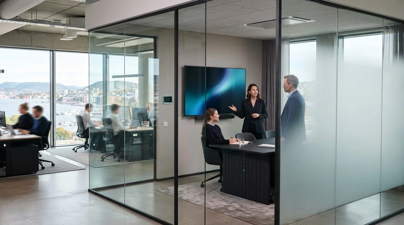 Interaktivt møterom med smartglass: personvern med ett knappetrykk