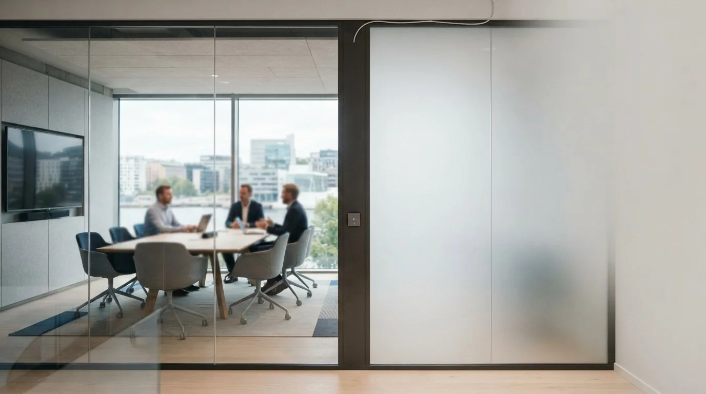 Smartfilm med sikkerhetsglass: PDLC, strøm og styring