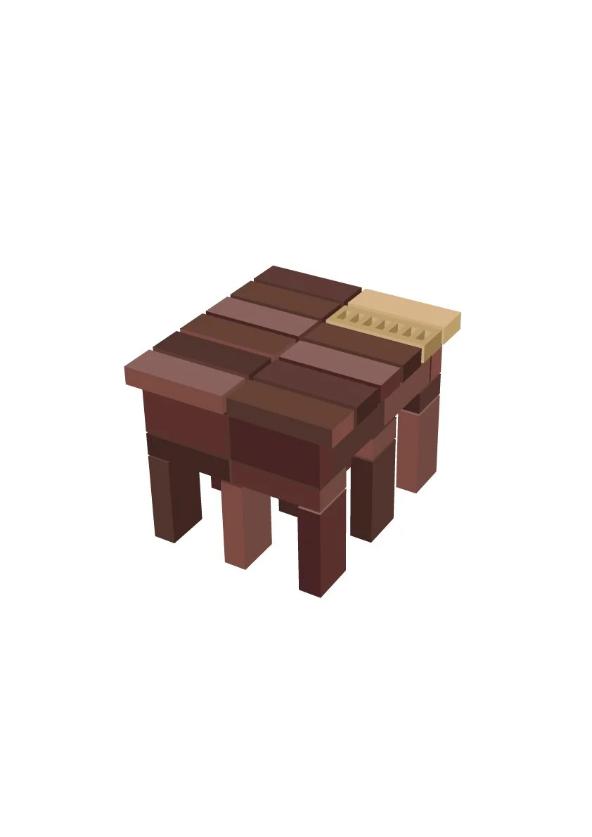 Custom made brick table, made out of recycled bricks. In situ