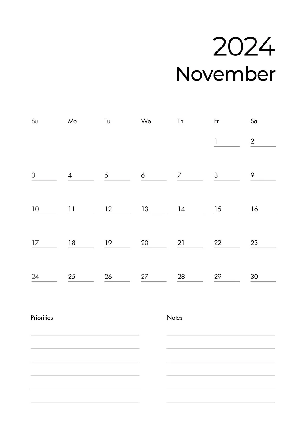 A4 Monthly Calendar — University Librarian