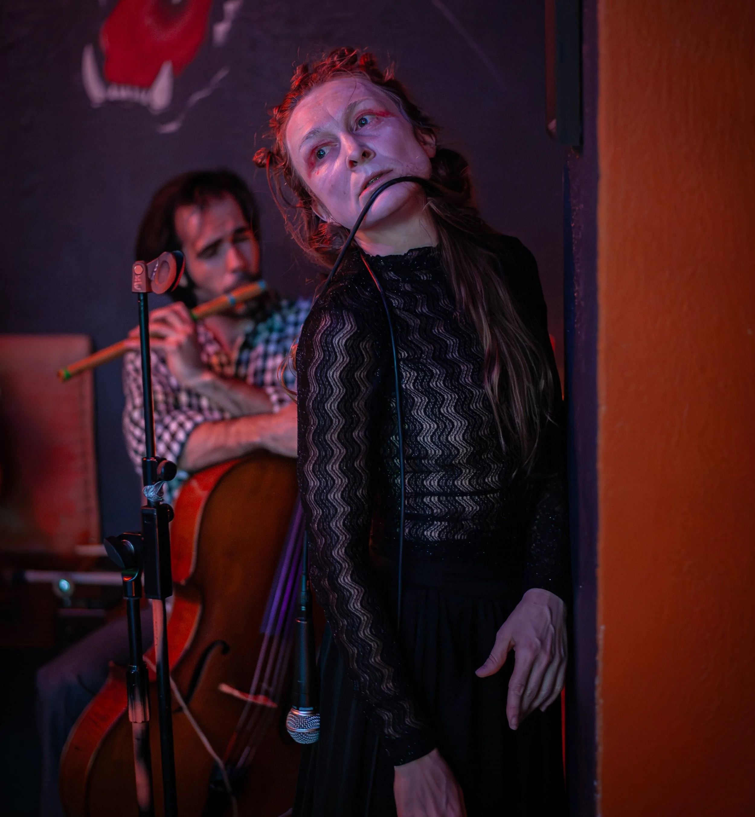 SOMETHING ELSE at Bar Musta Kissa (Helsinki, 2026).

An expansive night of improvised music and physical performance with Viktor Toikkanen (electronics) and Wilson Tanner Smith (cello)