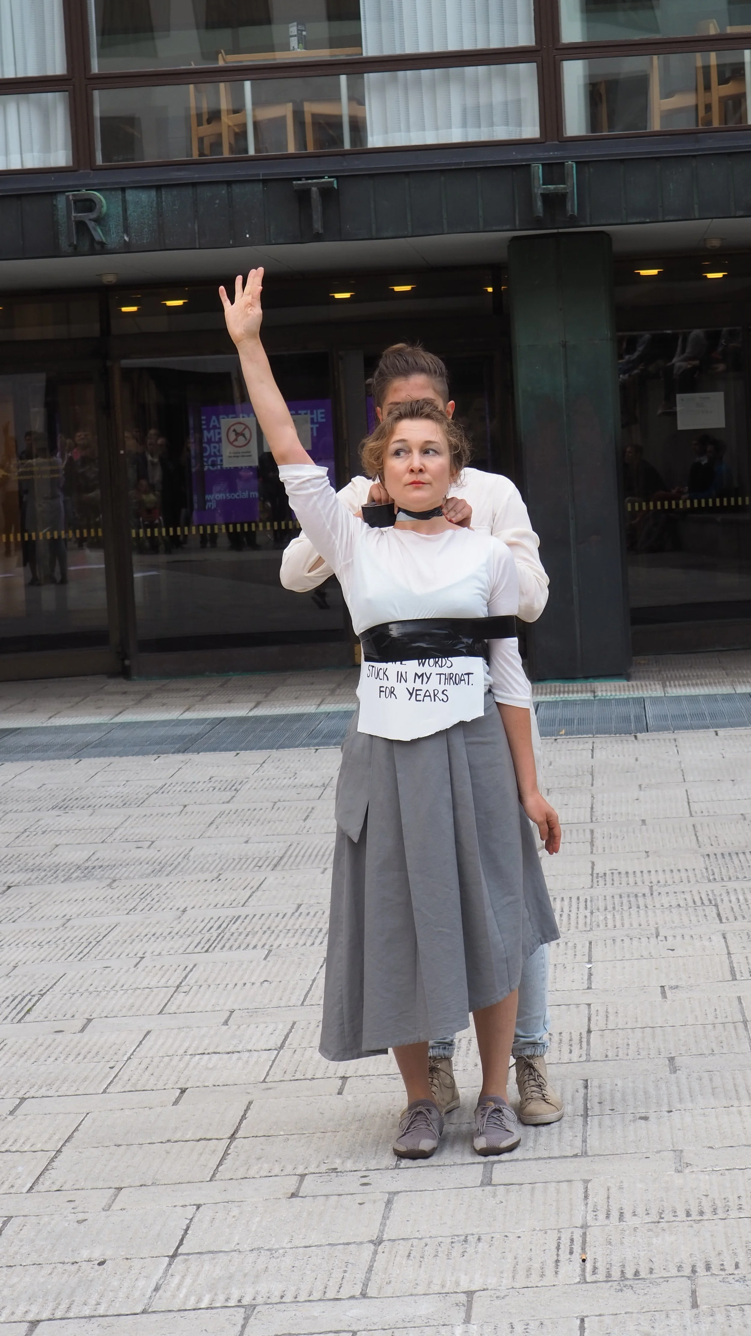 DAZED at the Night of the Arts, directed by Petra Haapio (Helsinki, 2019).

A feminist devised performance exploring violence against women, performed in public space in front of the University of Helsinki.