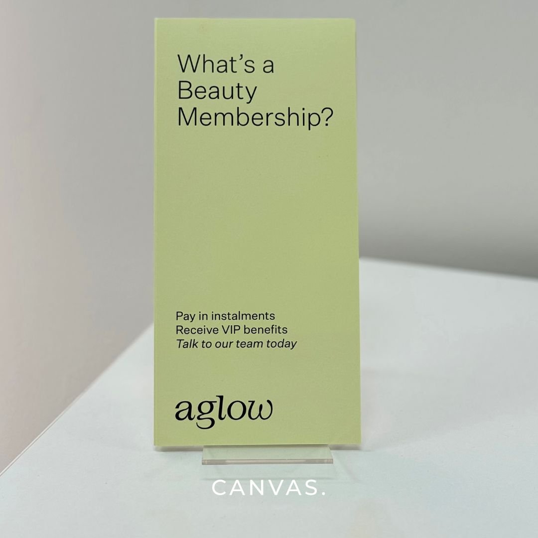 Loyalty program has arrived!

Canvas is introducing Aglow Beauty Memberships to enable you to plan your skin treatments ahead of time!
Ask at your next appointment or dm for details.

Super easy, very convenient and no unexpected costs! Plus some per