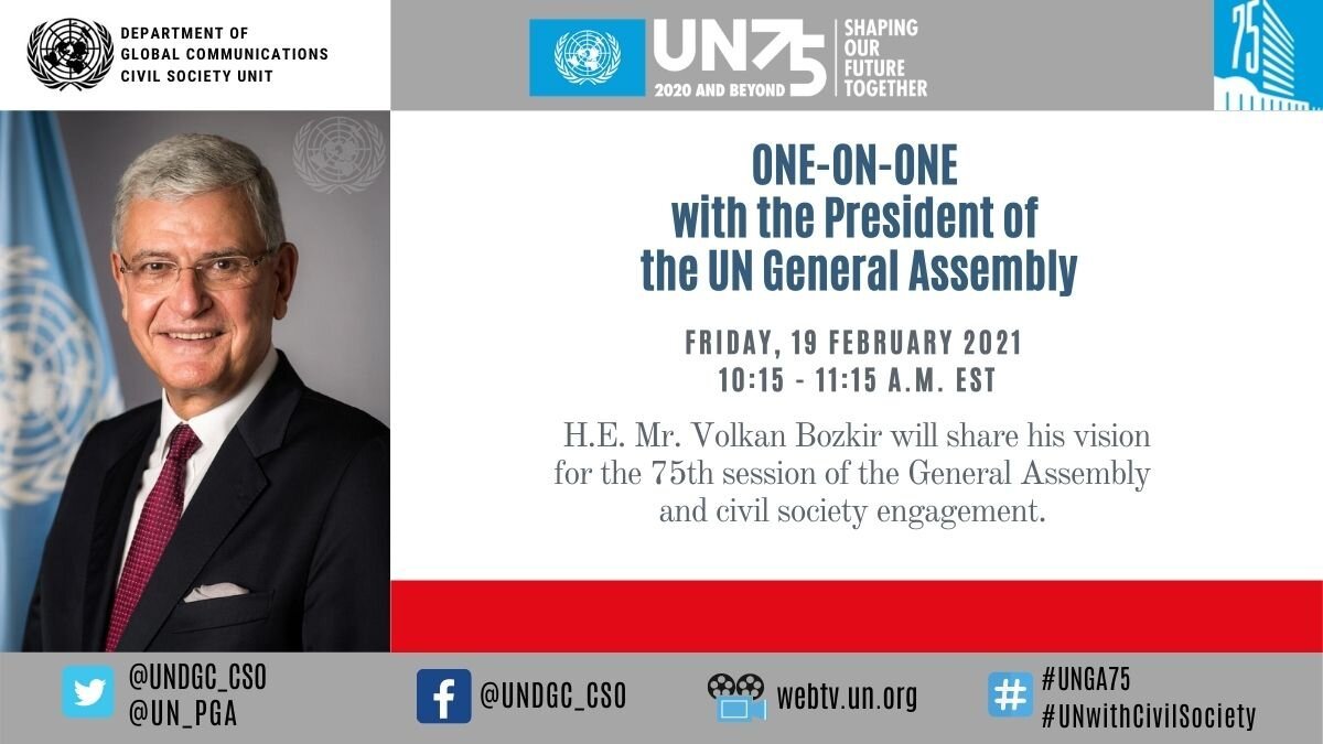 February 19, 2021  Margo LaZaro was honored to ask H.E. Mr. Volkan Bozkir,  President of the UN75 General Assembly  a question related to the SDGs and "Leaving No One Behind."